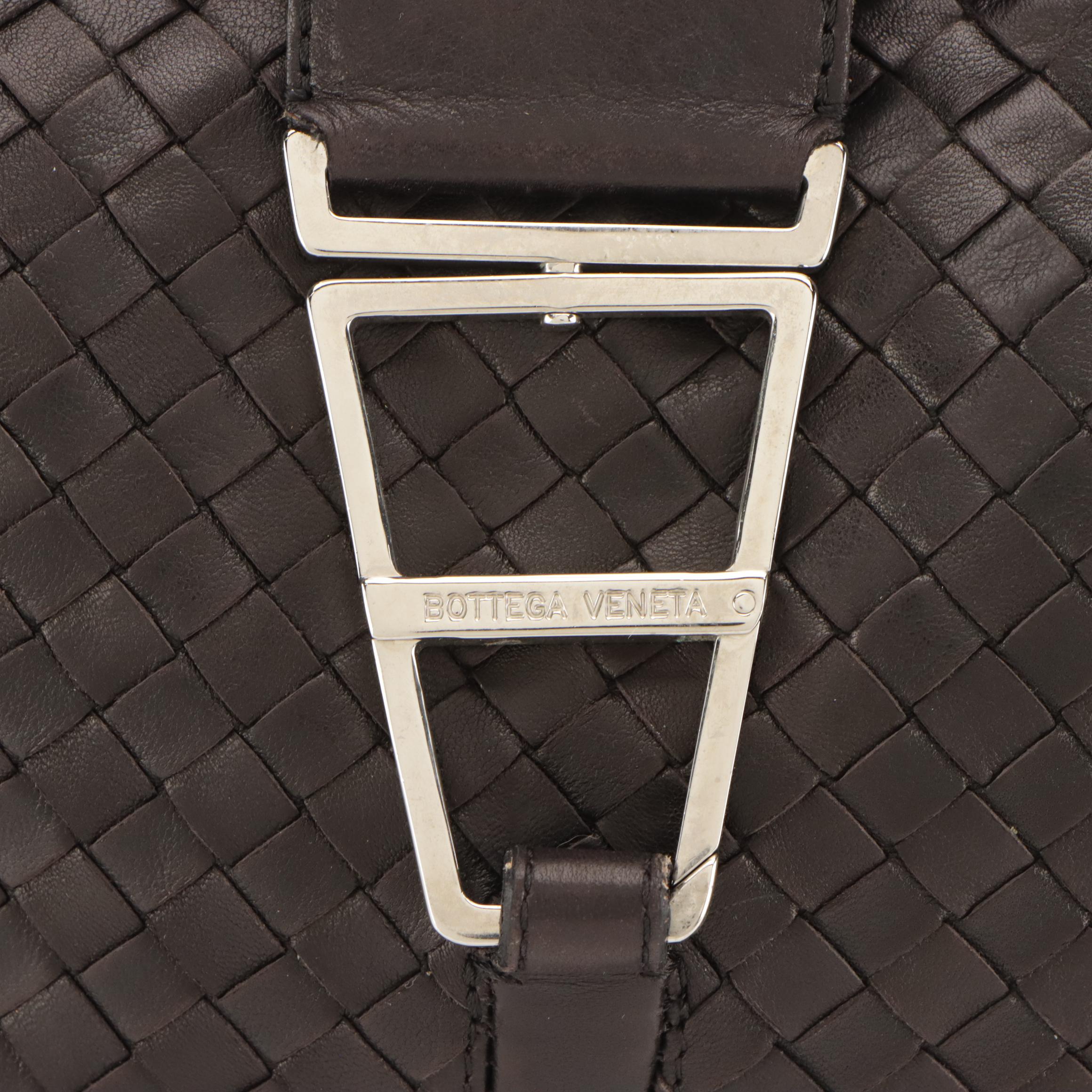 Bottega Veneta Vintage Hook-Front Messenger Bag in Intrecciato Leather