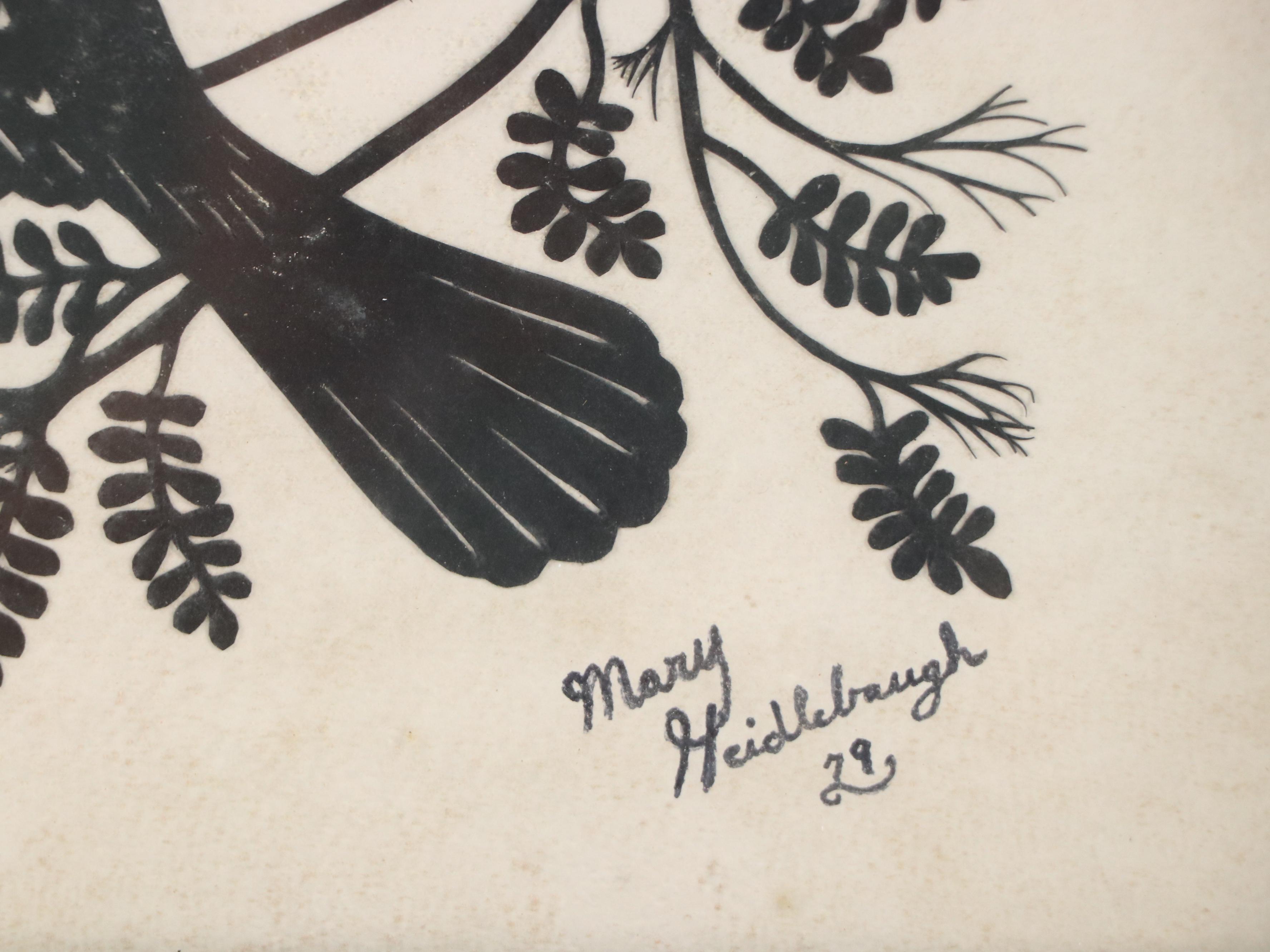 Mary Heidlebaugh Paper Silouette of a Bird on Branch, 1979