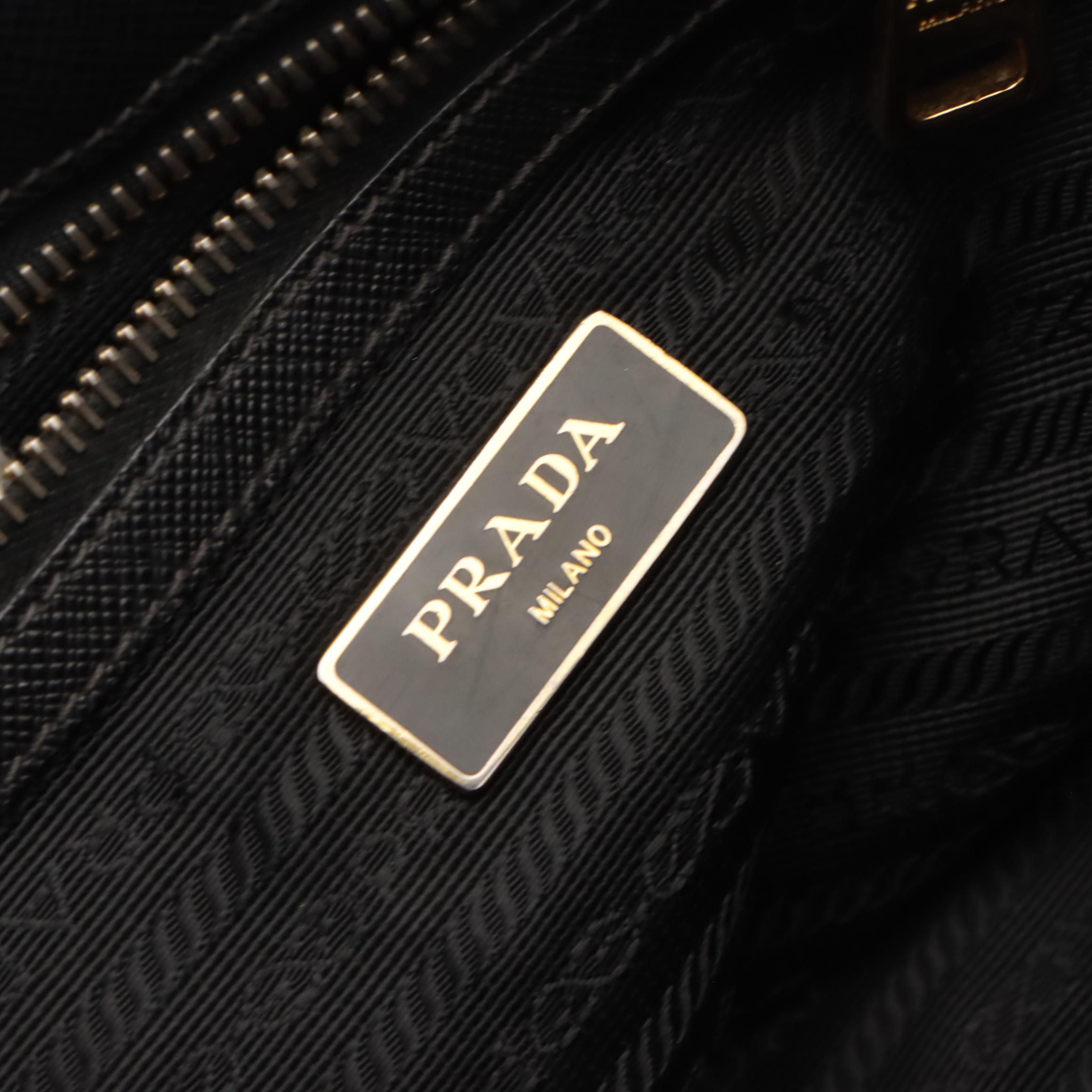 Prada Medium Galleria Double Zip Two-Way Bag in Black Saffiano Leather