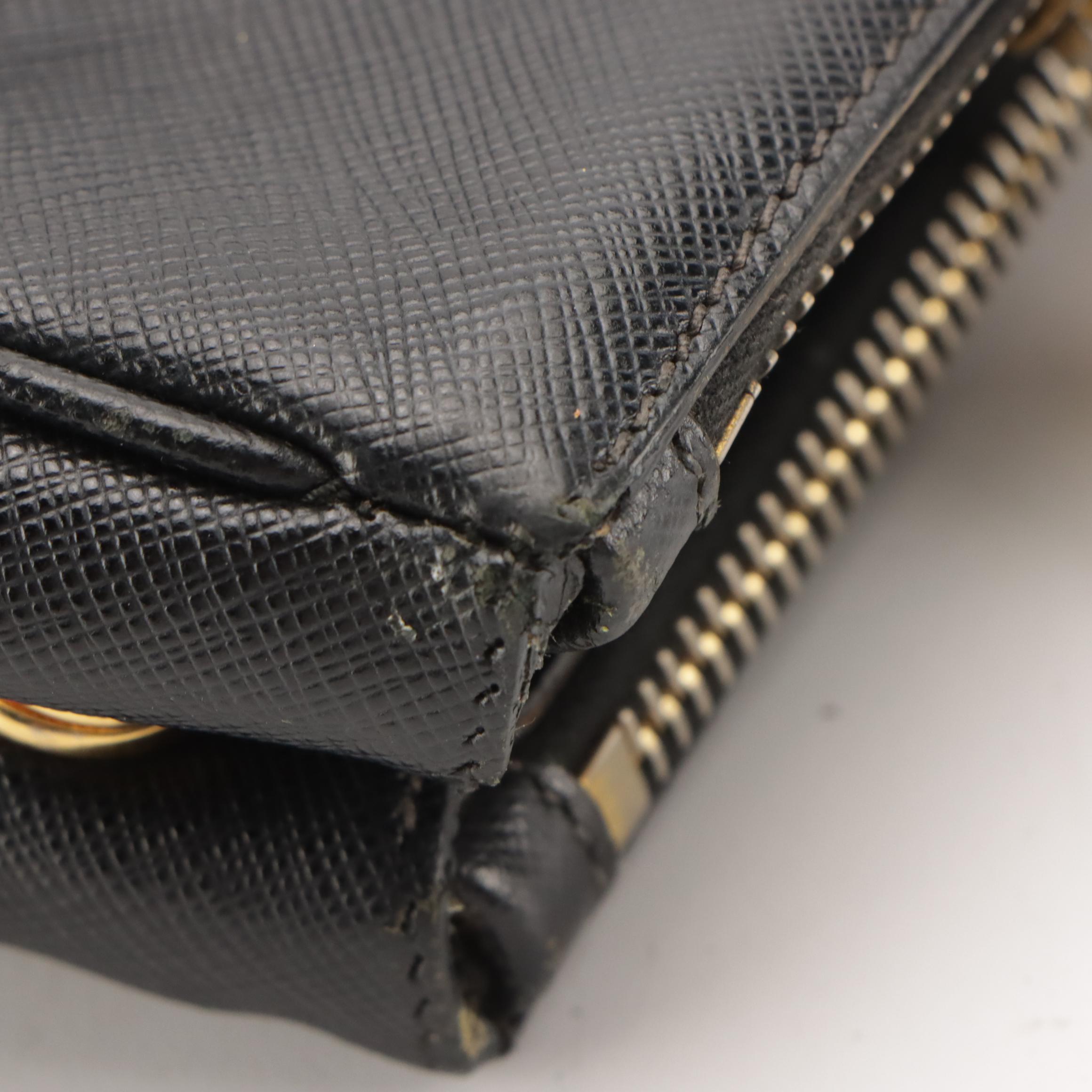 Prada Medium Galleria Double Zip Two-Way Bag in Black Saffiano Leather