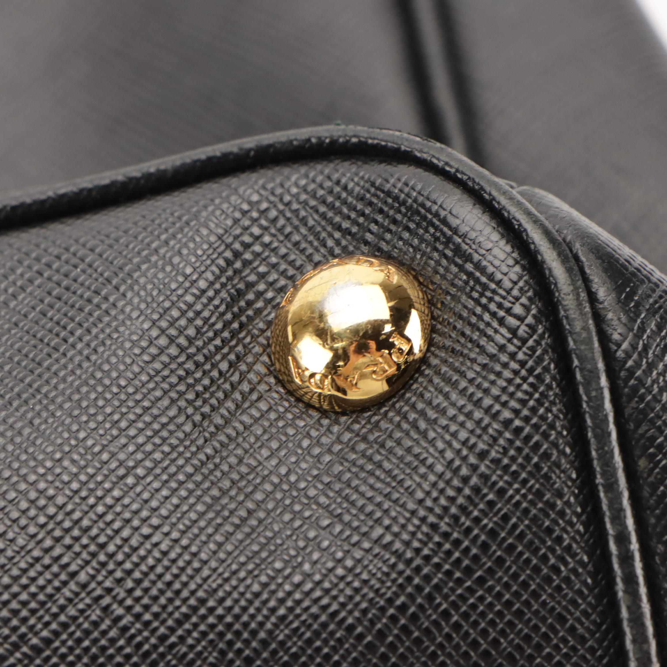 Prada Medium Galleria Double Zip Two-Way Bag in Black Saffiano Leather