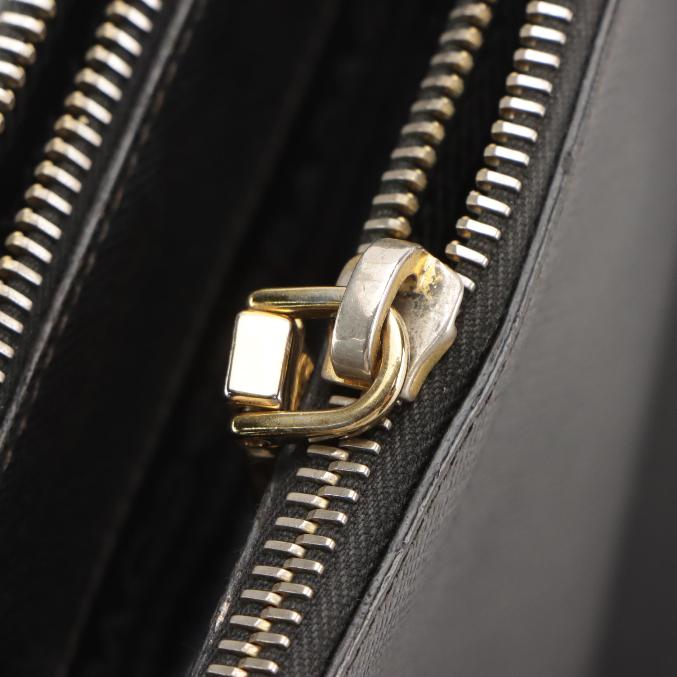 Prada Medium Galleria Double Zip Two-Way Bag in Black Saffiano Leather