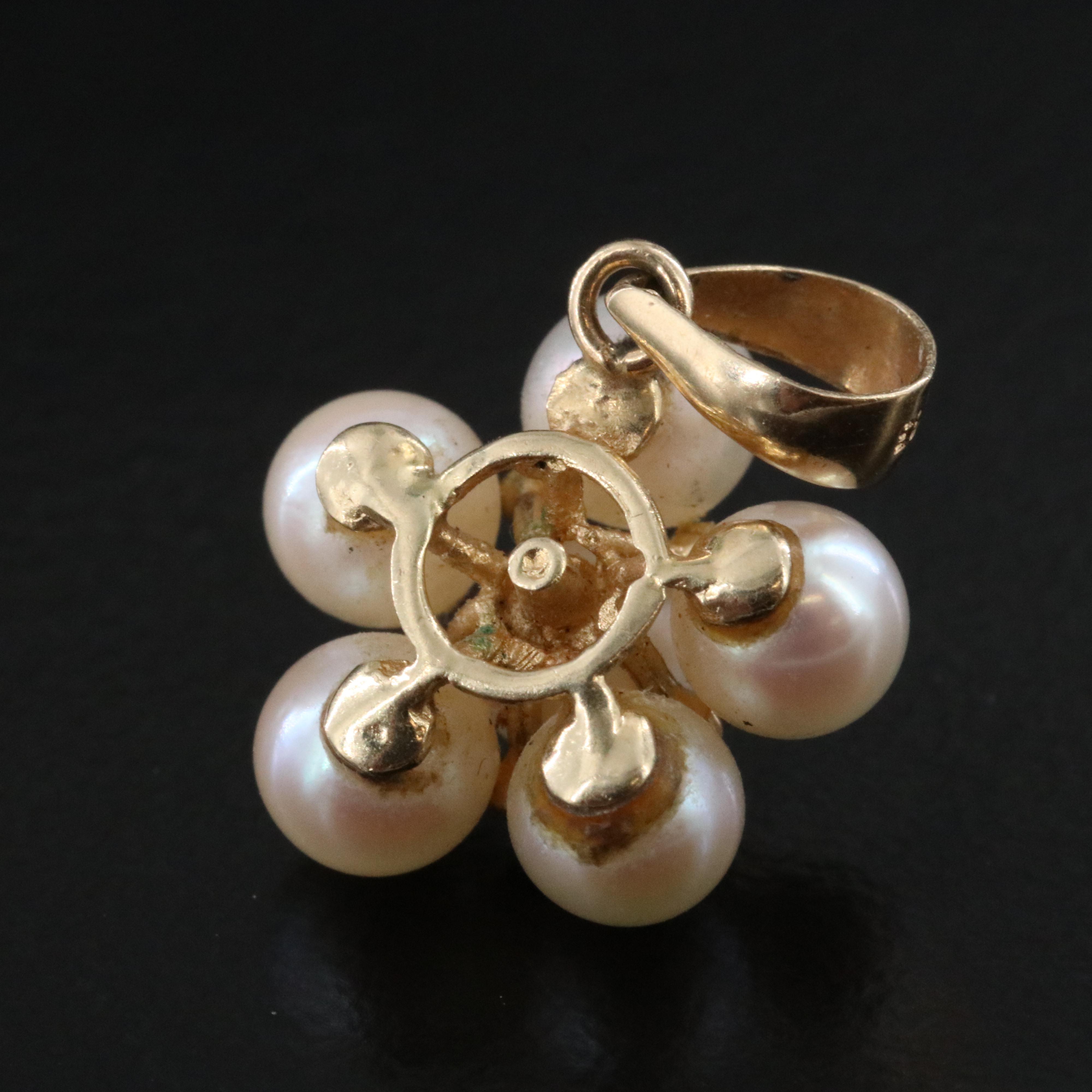 14K Set of Cultured Pearl Earrings and Pendant