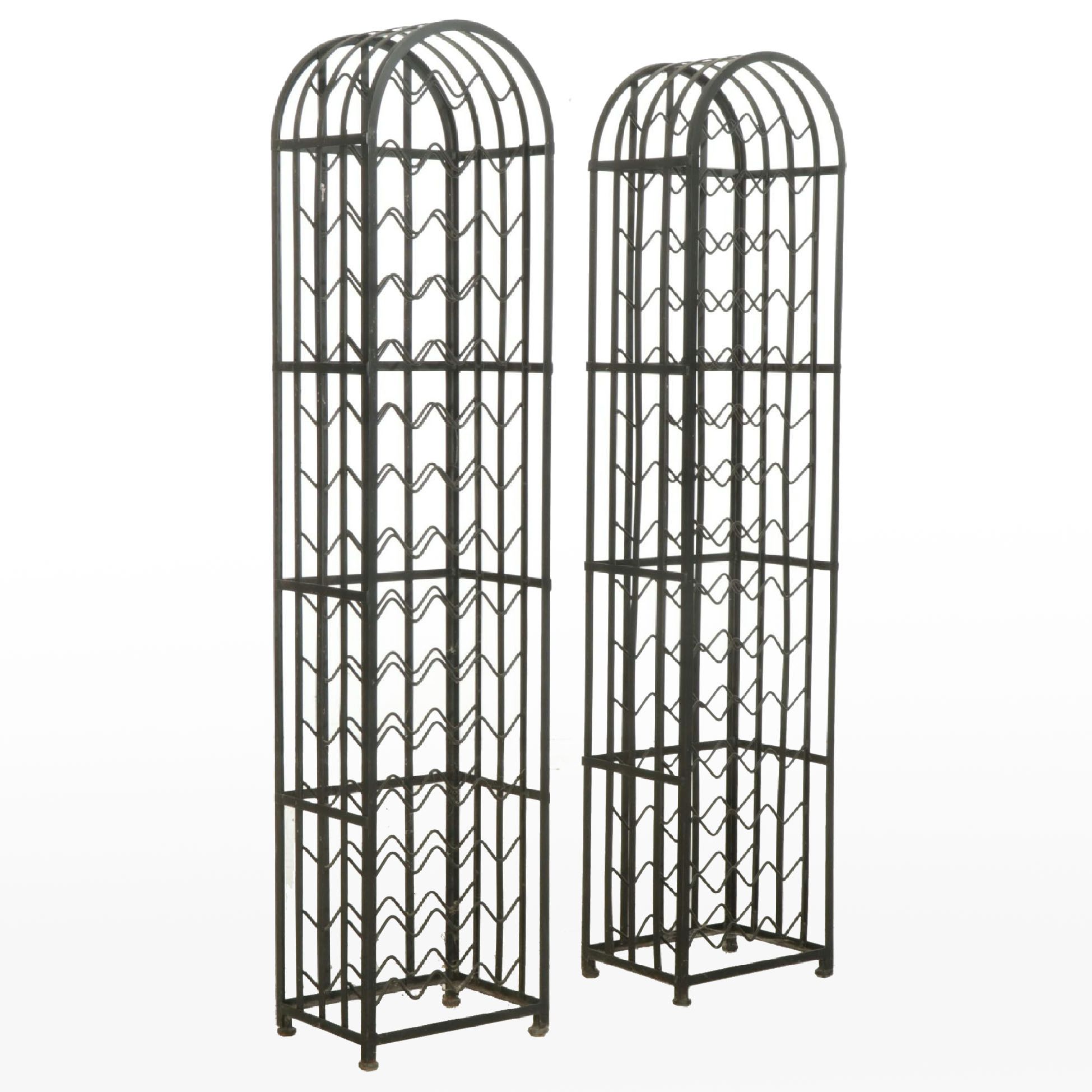Pair of Wrought Iron Dome-Top Wine Racks, Late 20th Century