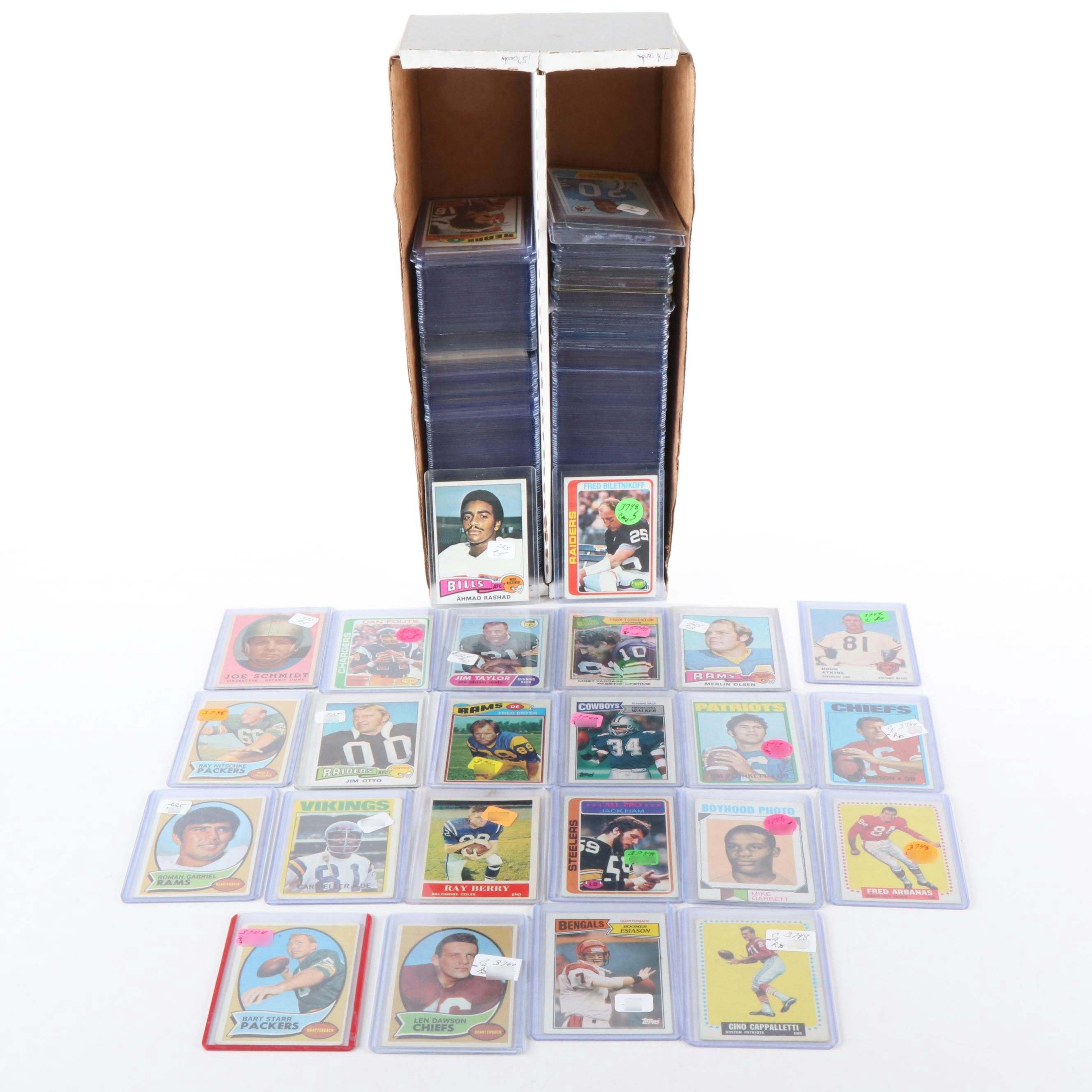 Topps and Philadelphia Football Cards Featuring Bart Starr, Len Dawson, and More