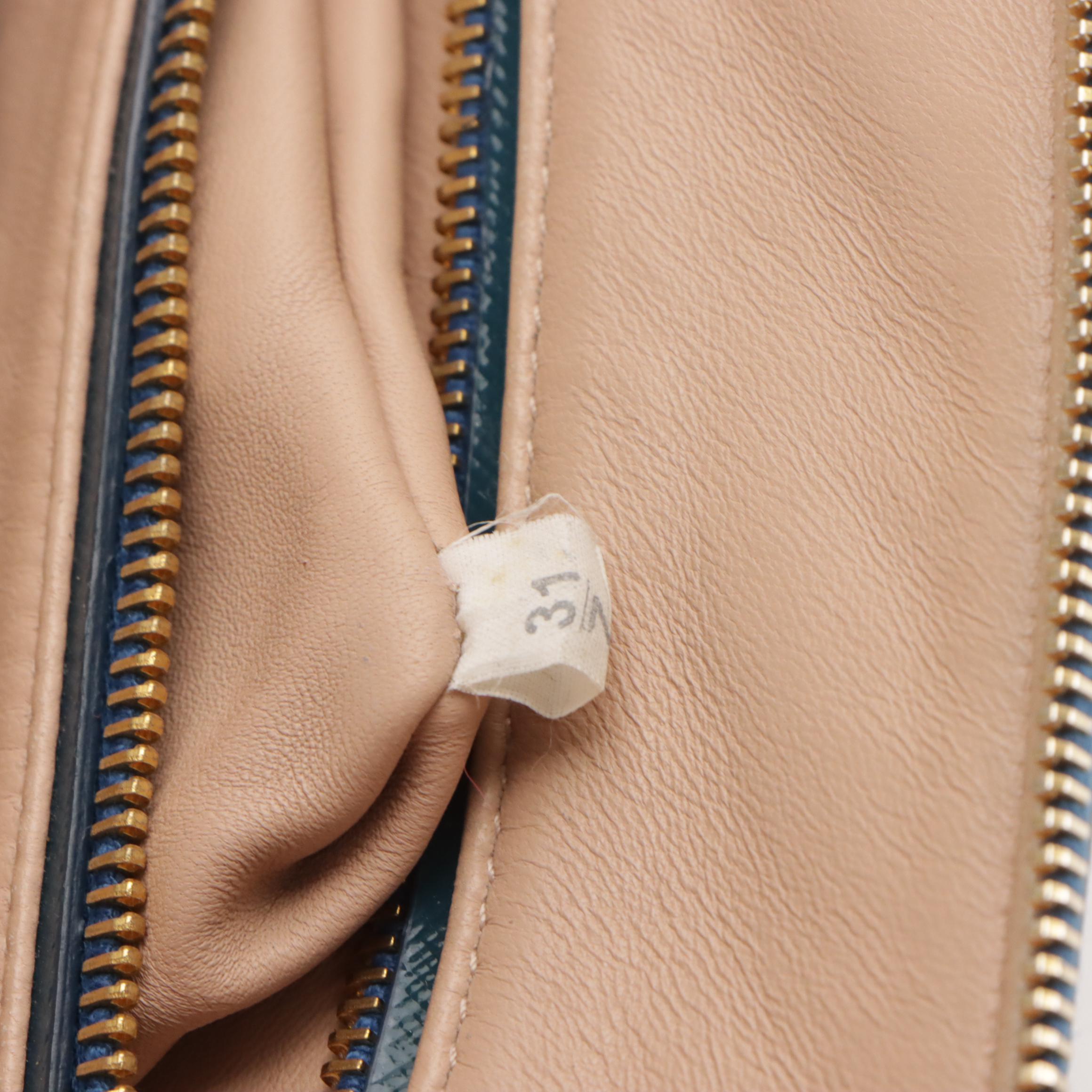 Prada Promenade Dome Handbag in Teal Saffiano Patent Leather