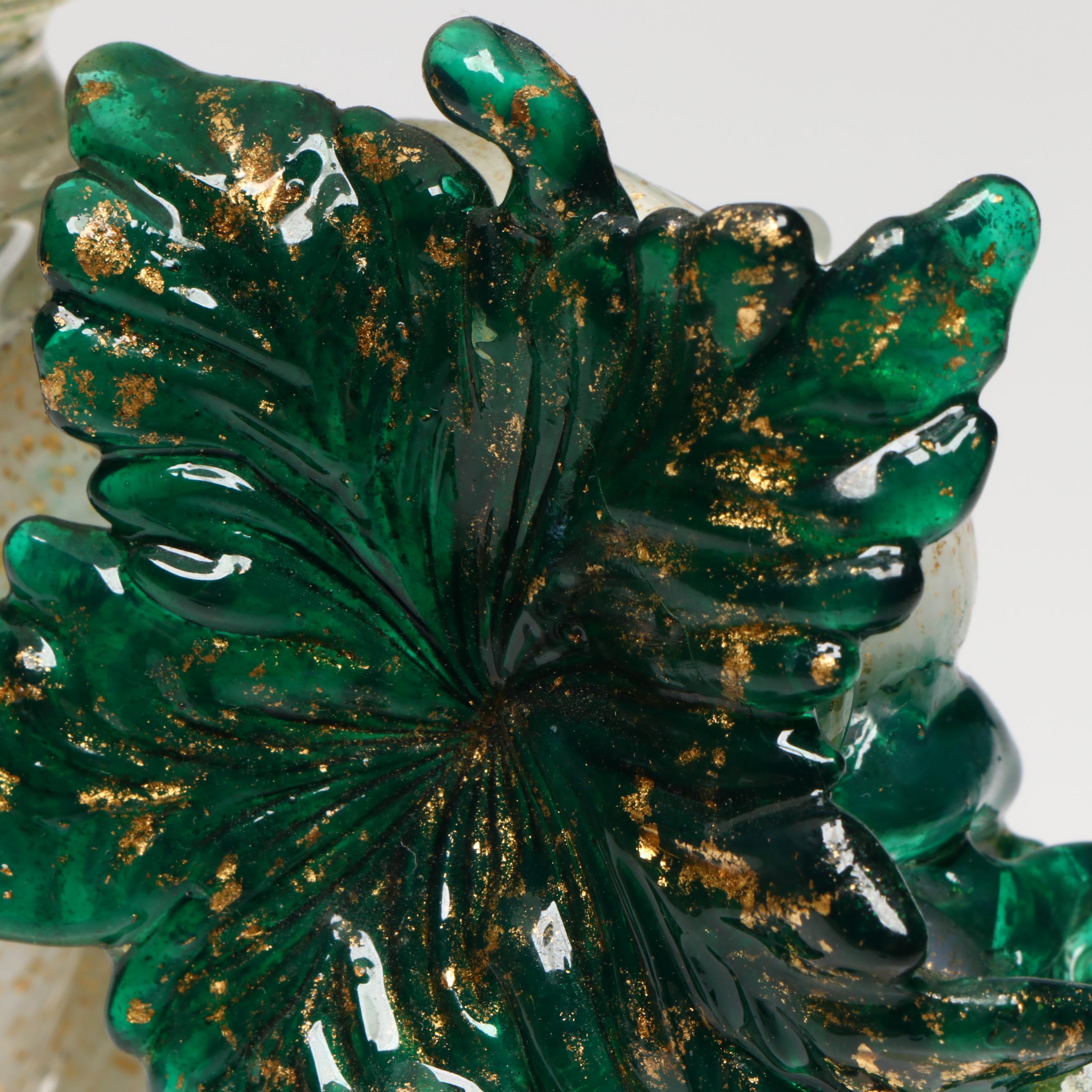 Murano Art Glass Candlesticks with Grapes Attributed to Salviati & Co