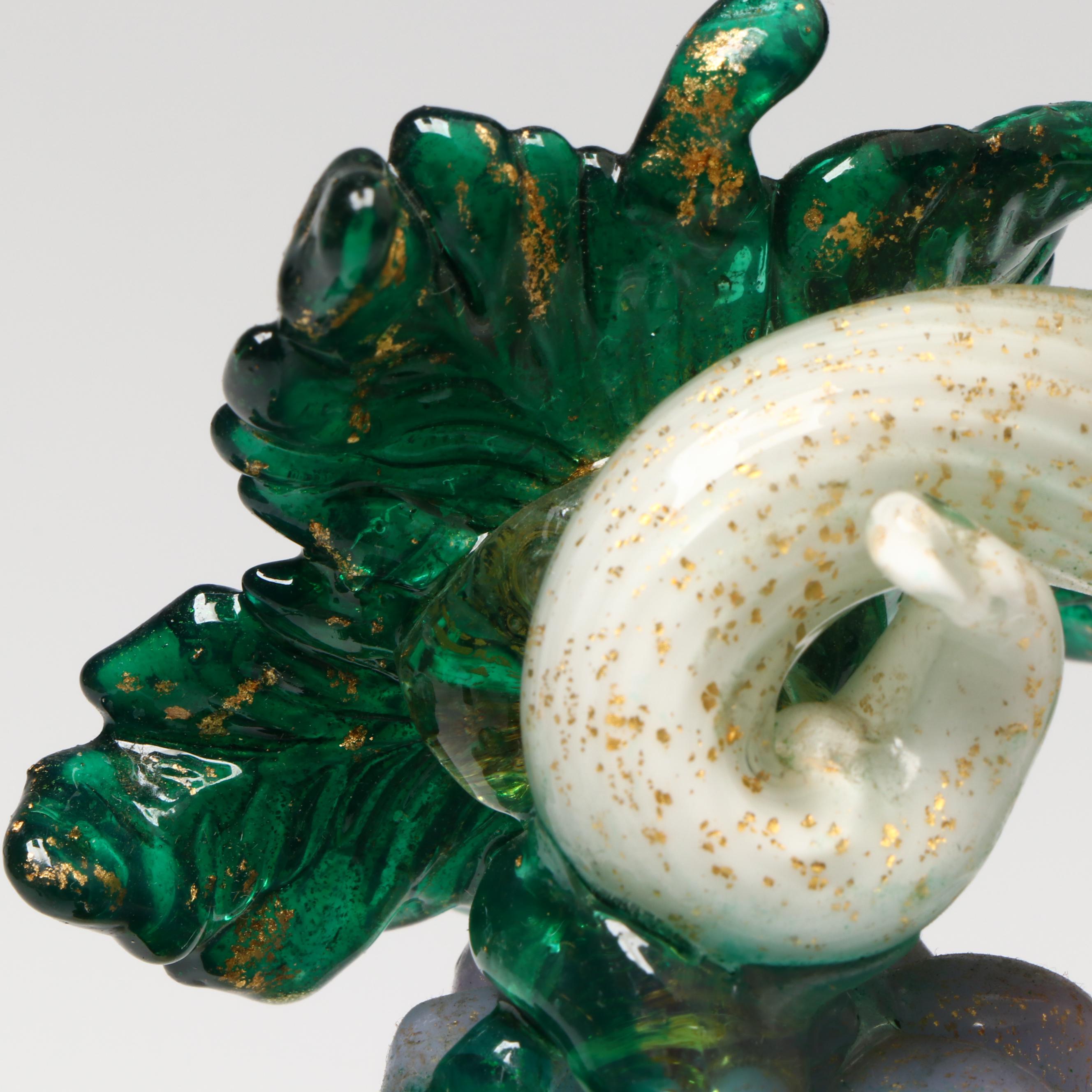 Murano Art Glass Candlesticks with Grapes Attributed to Salviati & Co