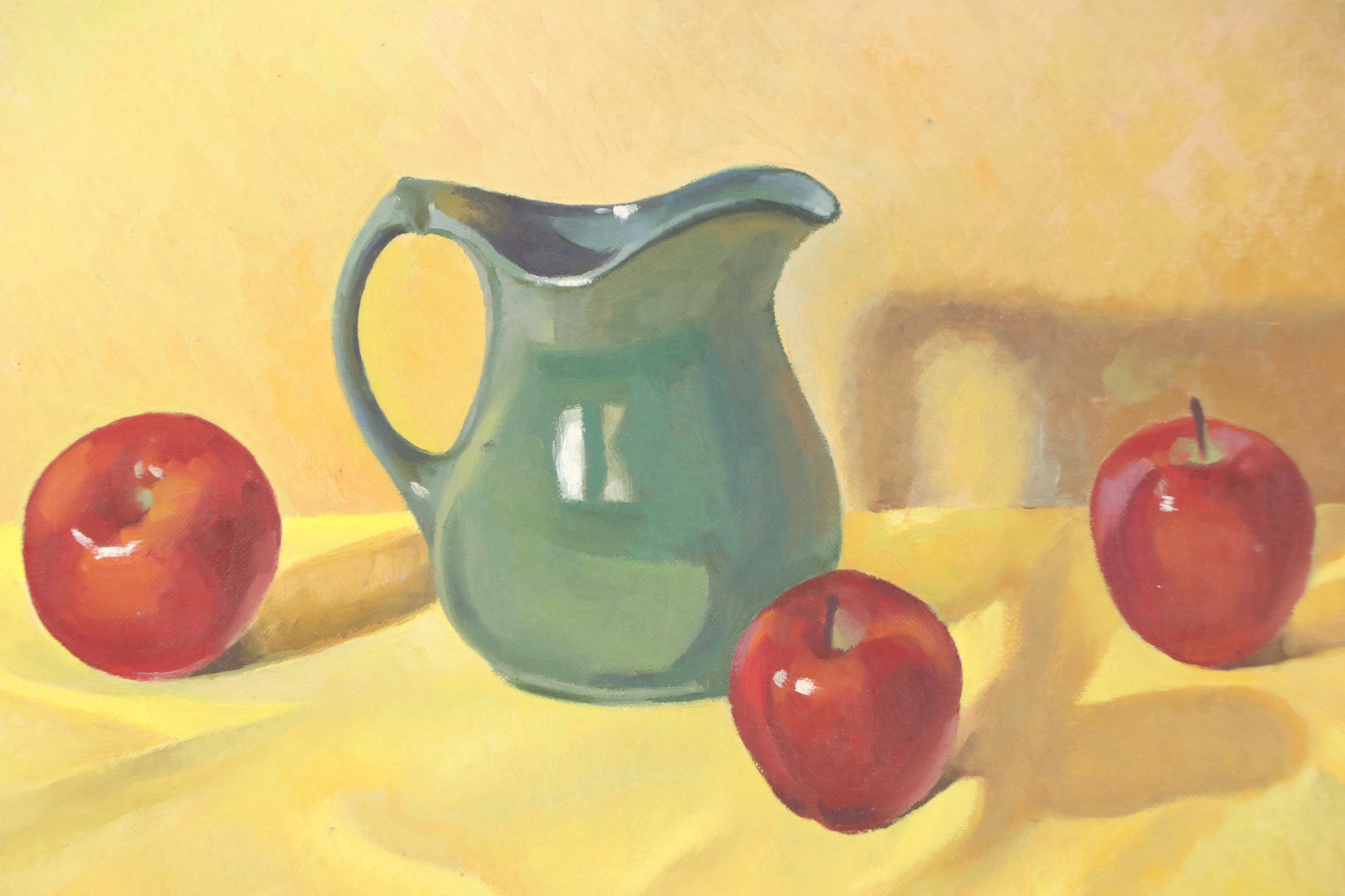 F. A. Kroeger MCM Still Life Oil Painting with Apples, 1979