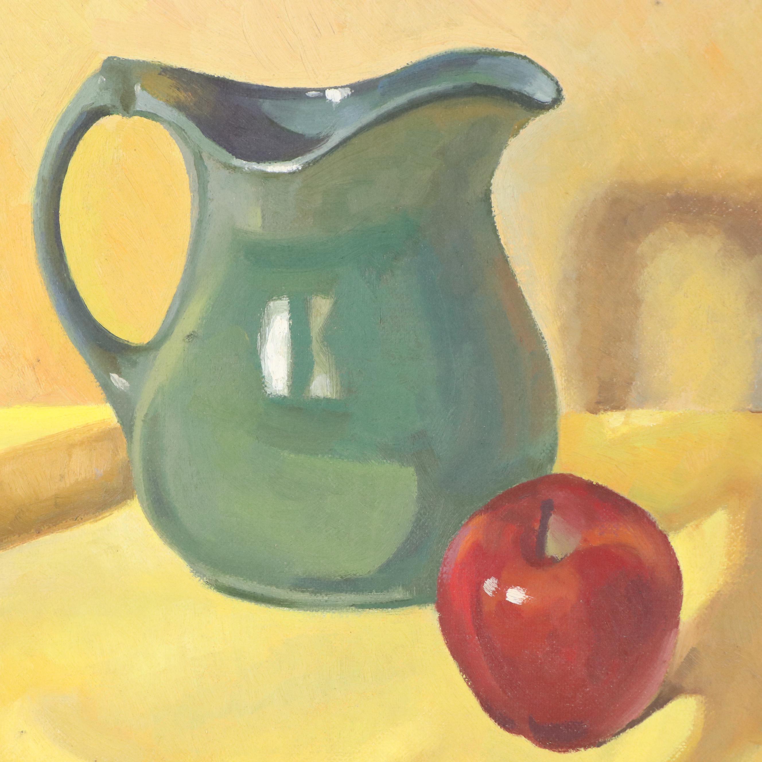 F. A. Kroeger MCM Still Life Oil Painting with Apples, 1979