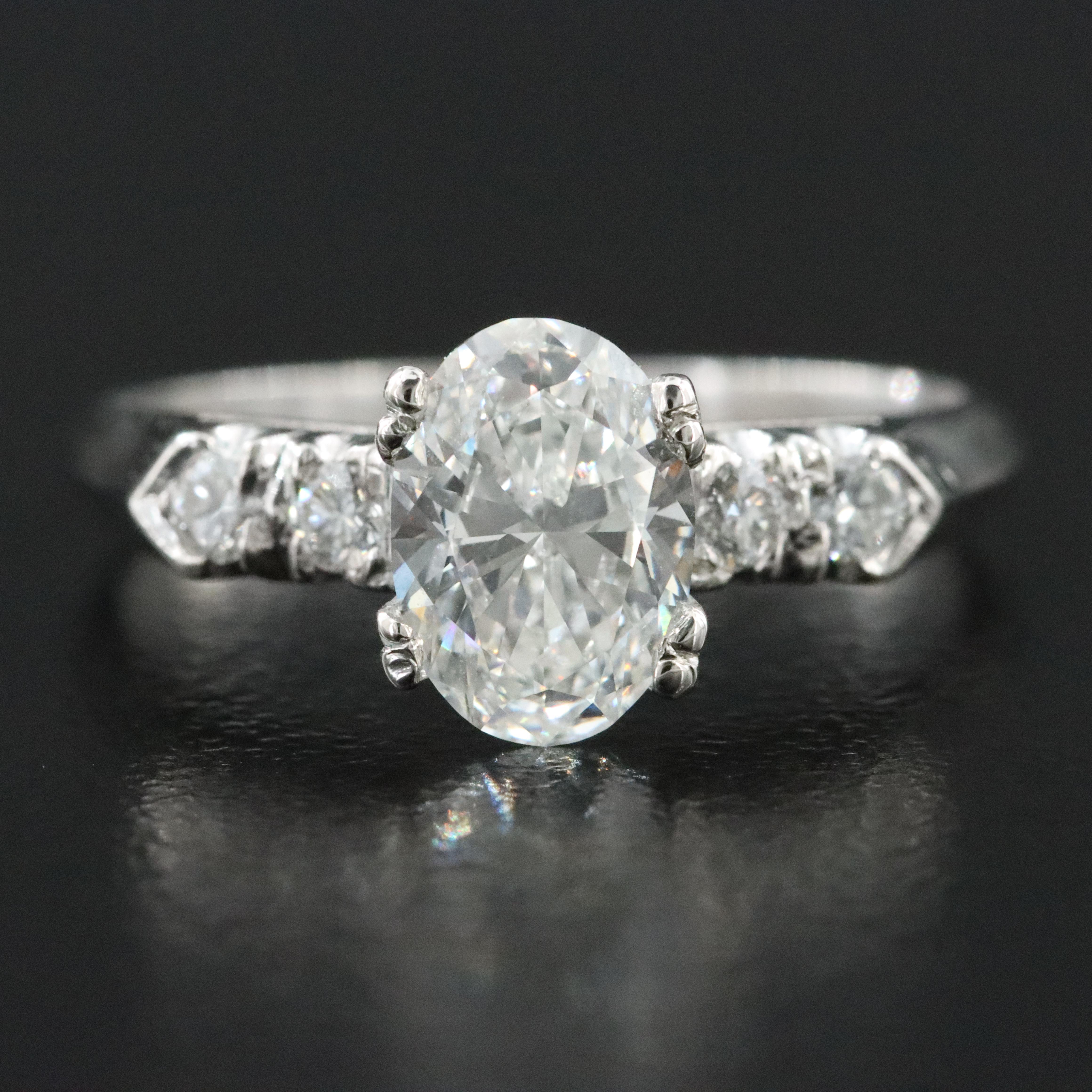 Platinum 1.30 CTW Diamond Ring with Lab Grown Diamond Center