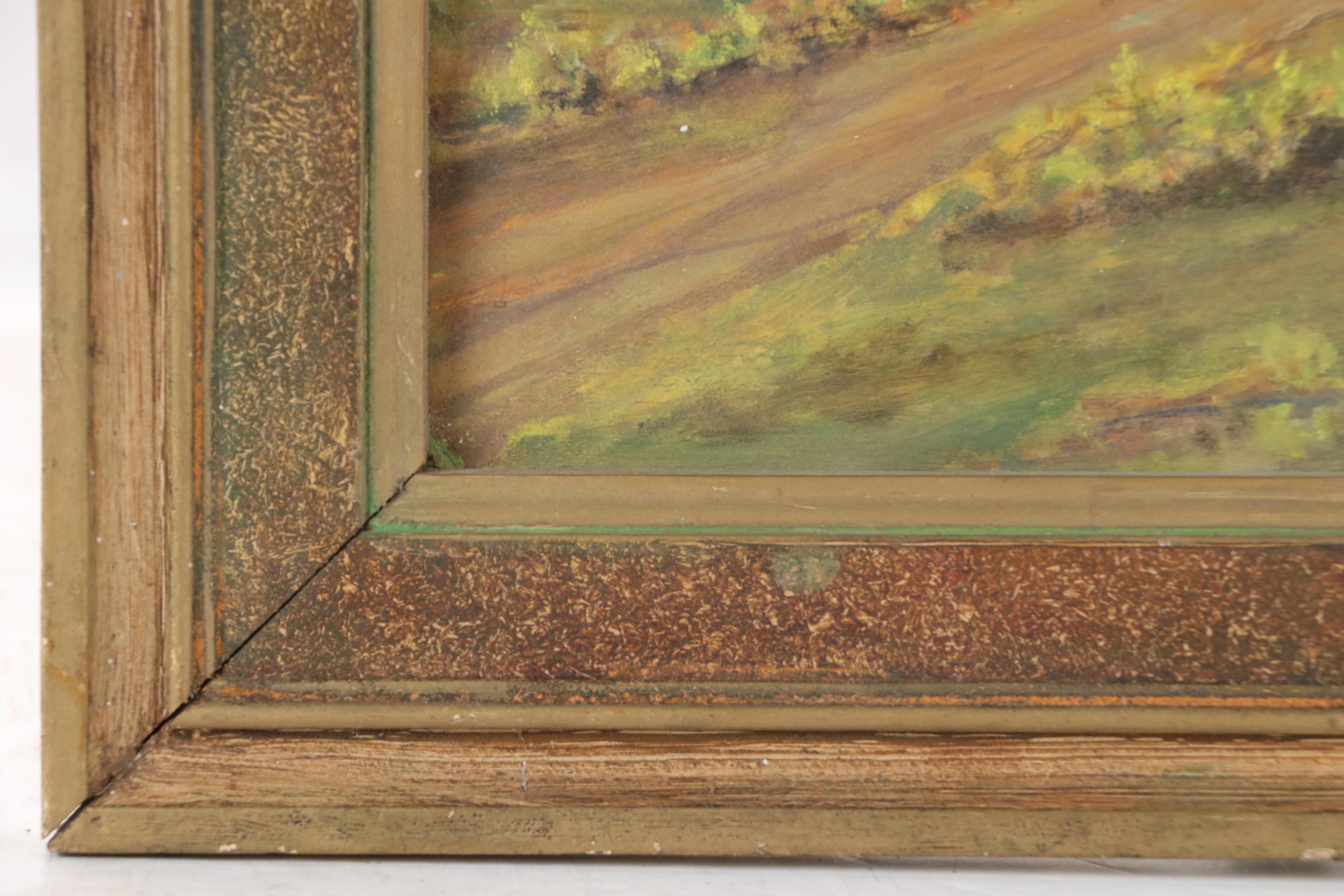 R.F White Farmhouse Landscape Oil Painting, 1983