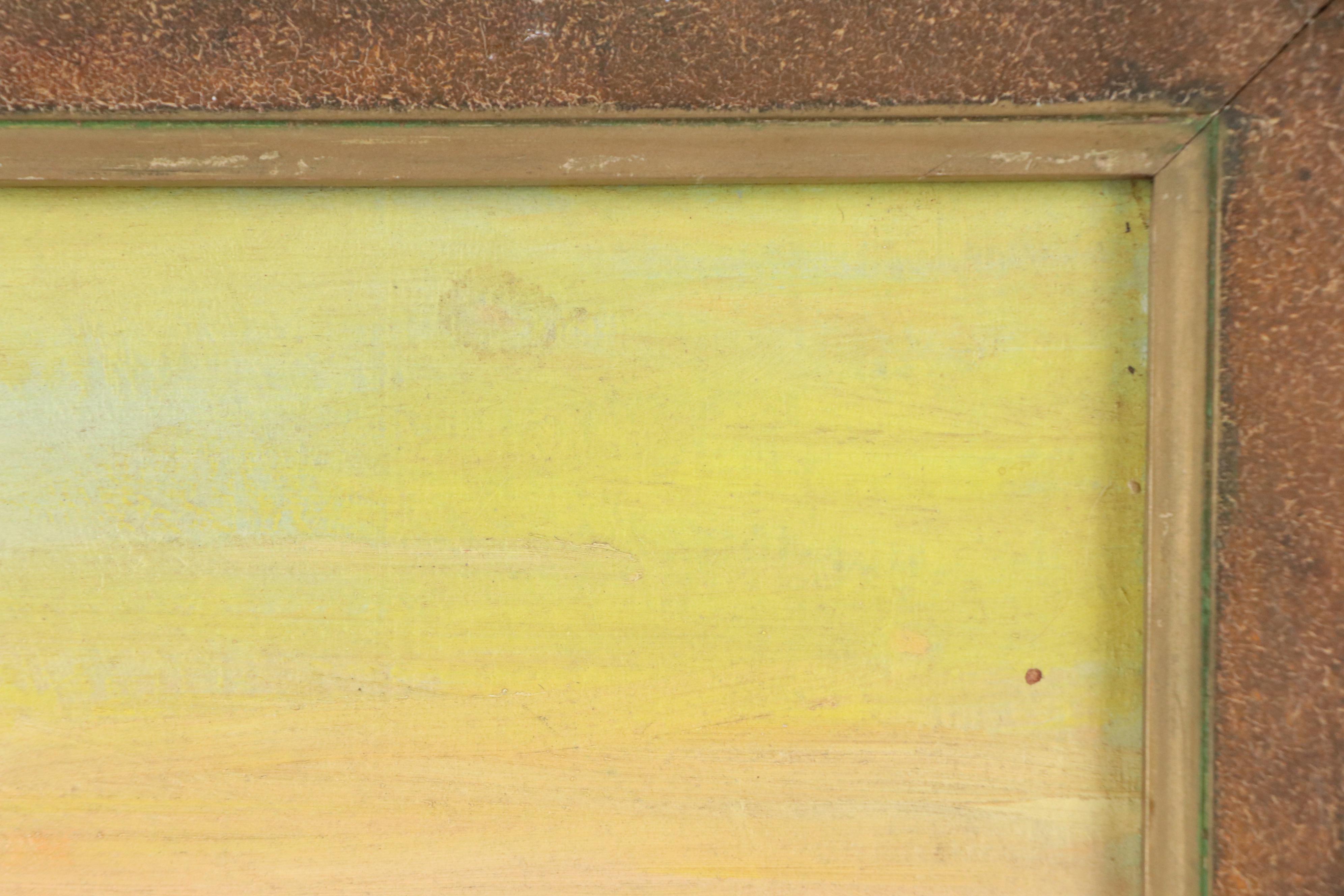 R.F White Farmhouse Landscape Oil Painting, 1983