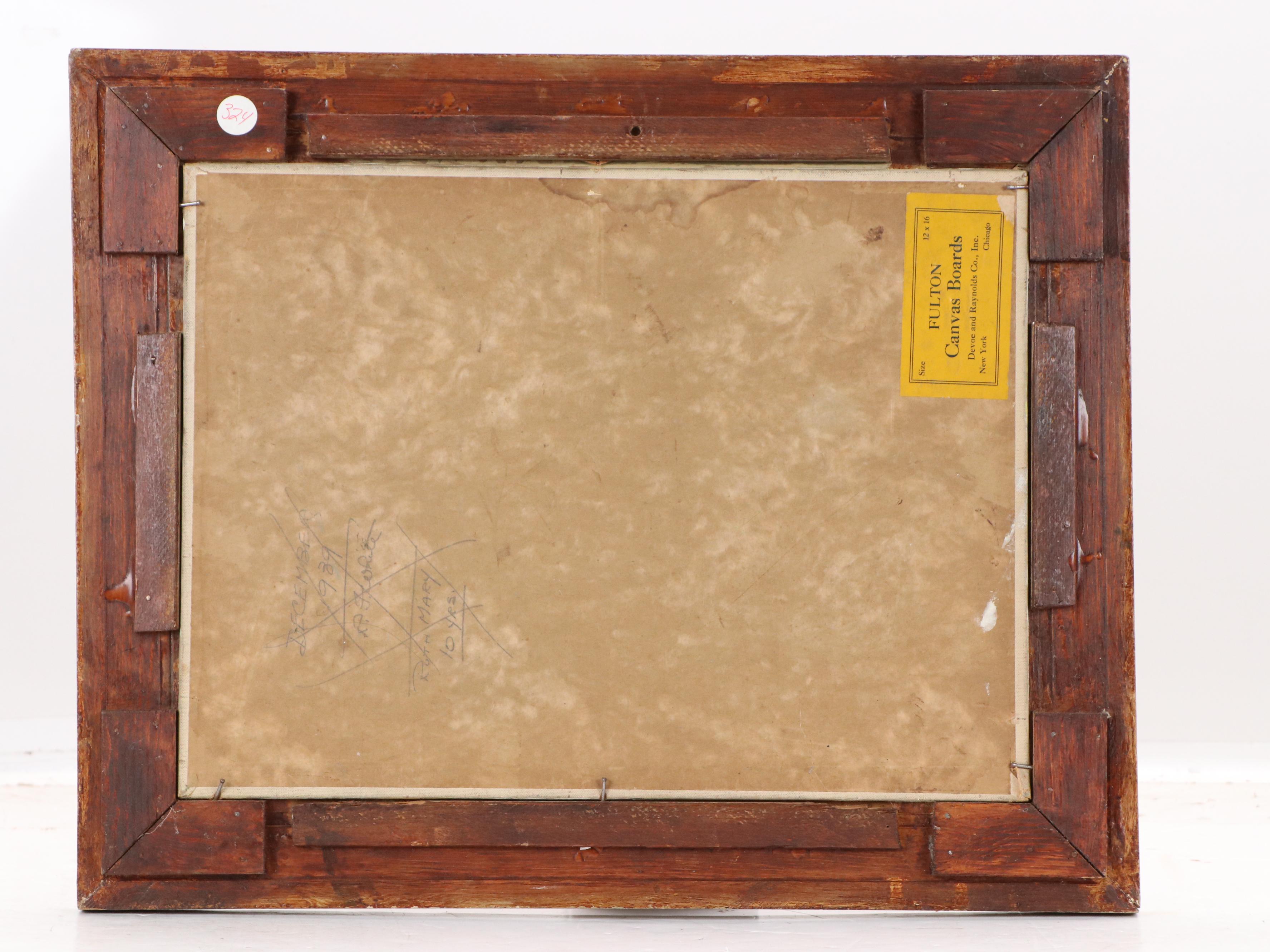 R.F White Farmhouse Landscape Oil Painting, 1983