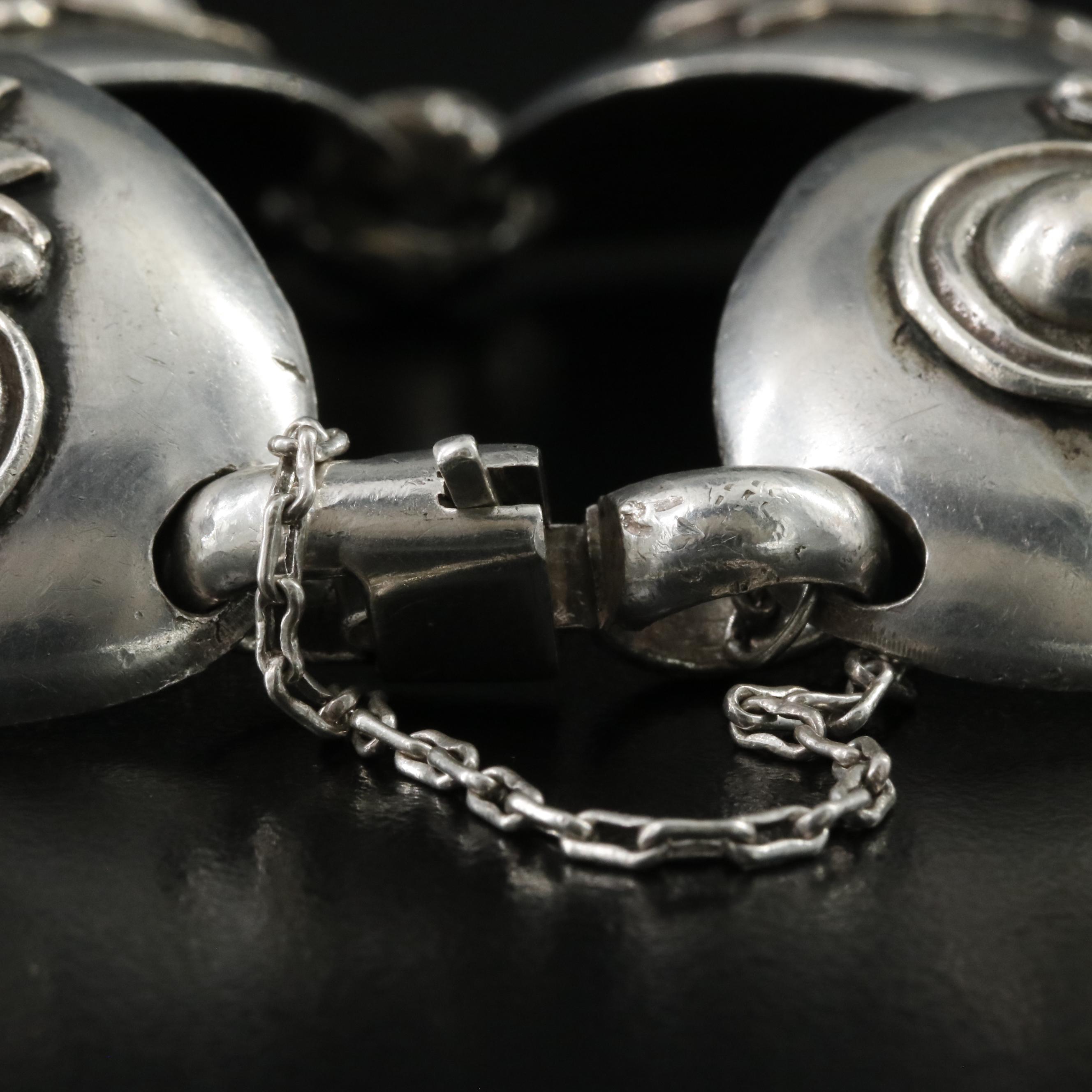 1940s William Spratling 950 Silver Stylized Leopard Link Bracelet