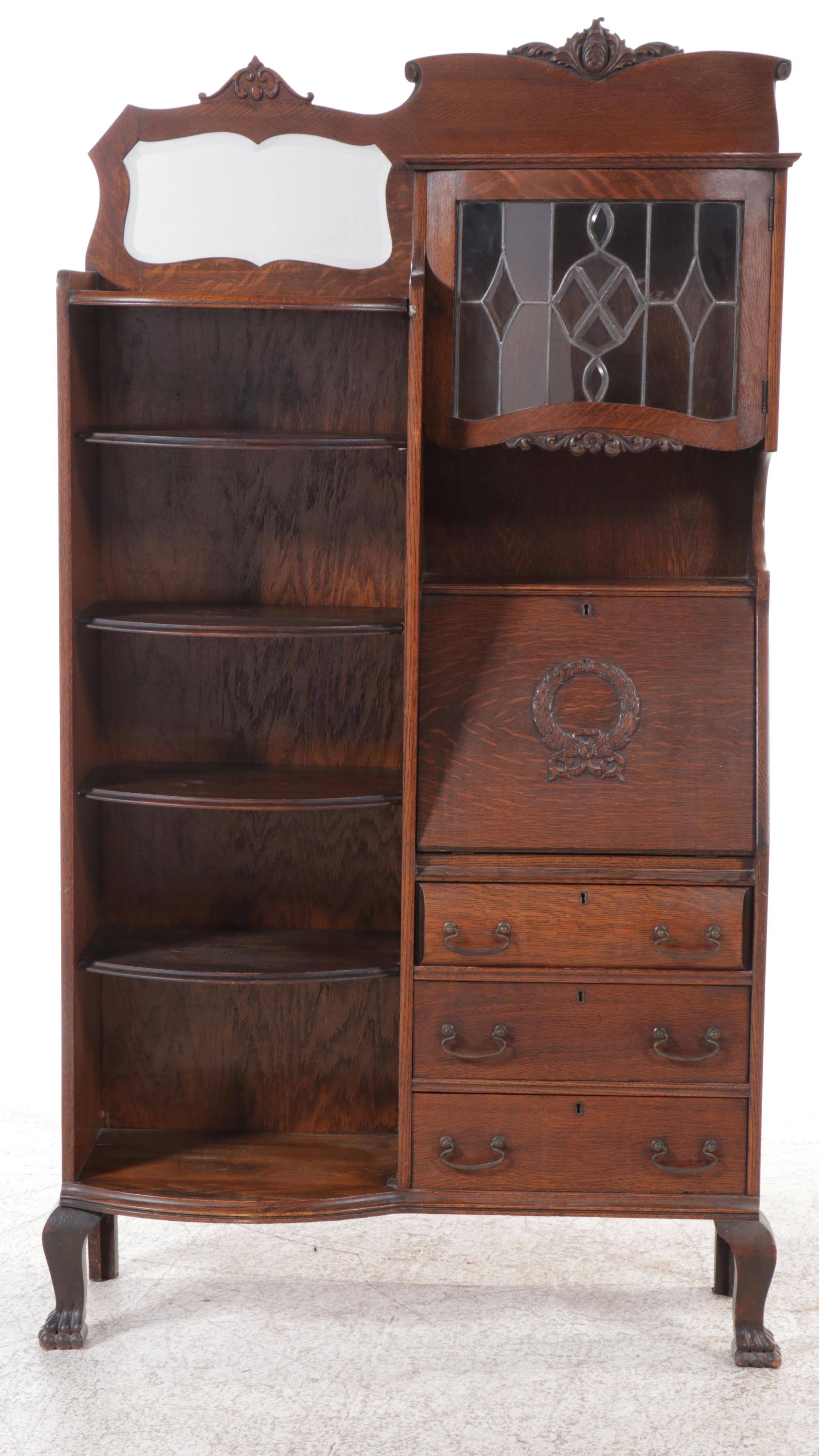 Victorian Oak Side-by-Side Oak Secretary Desk