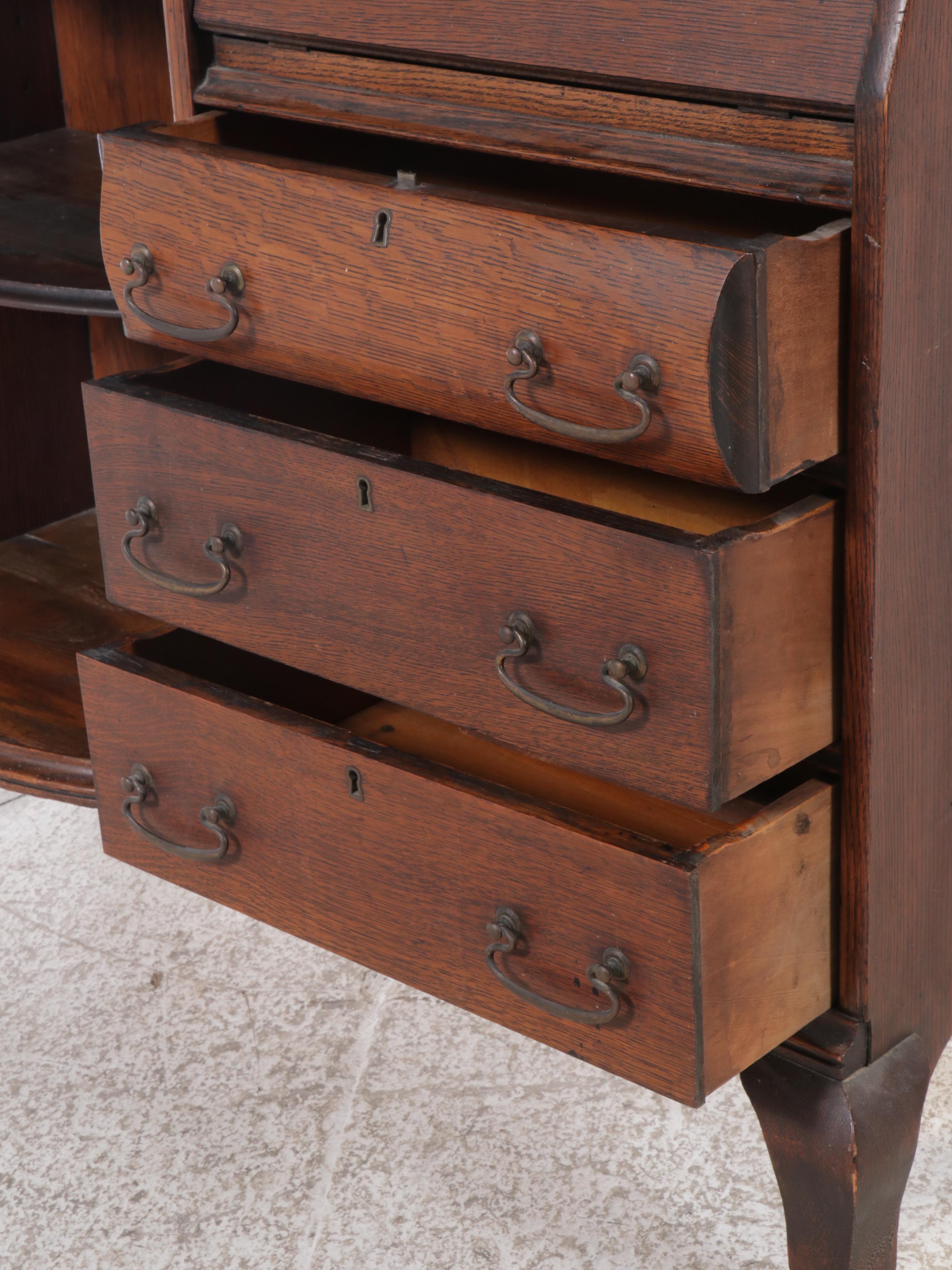 Victorian Oak Side-by-Side Oak Secretary Desk