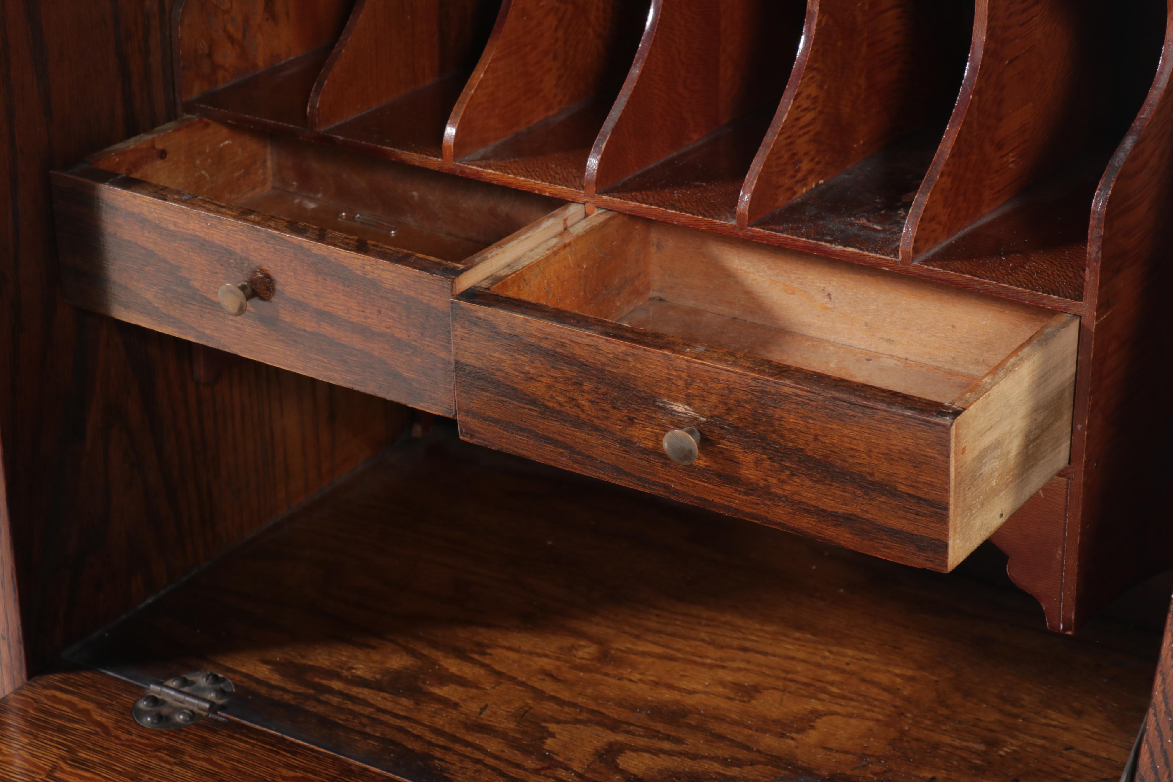 Victorian Oak Side-by-Side Oak Secretary Desk