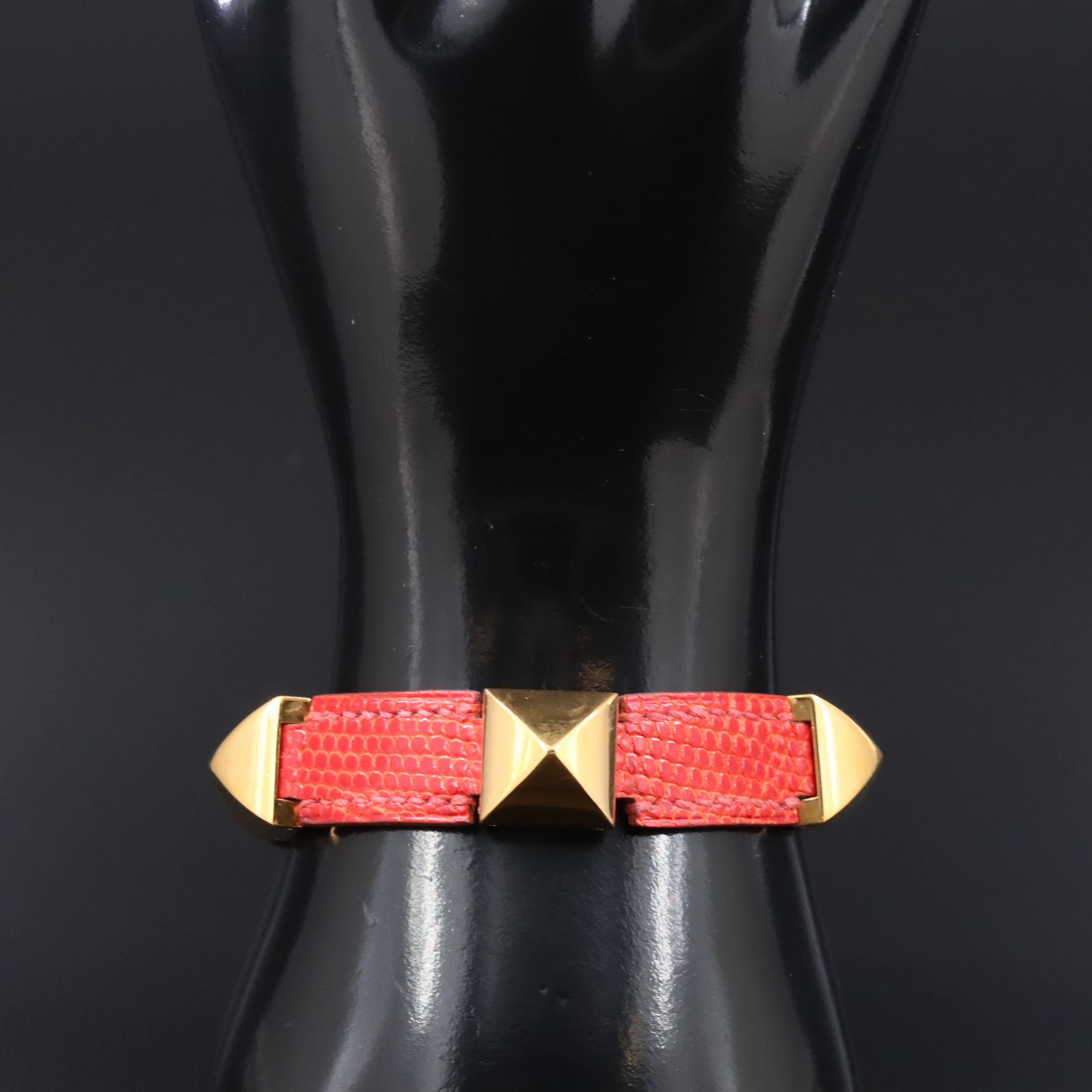 Hermès Reptile Leather Studded Bracelet