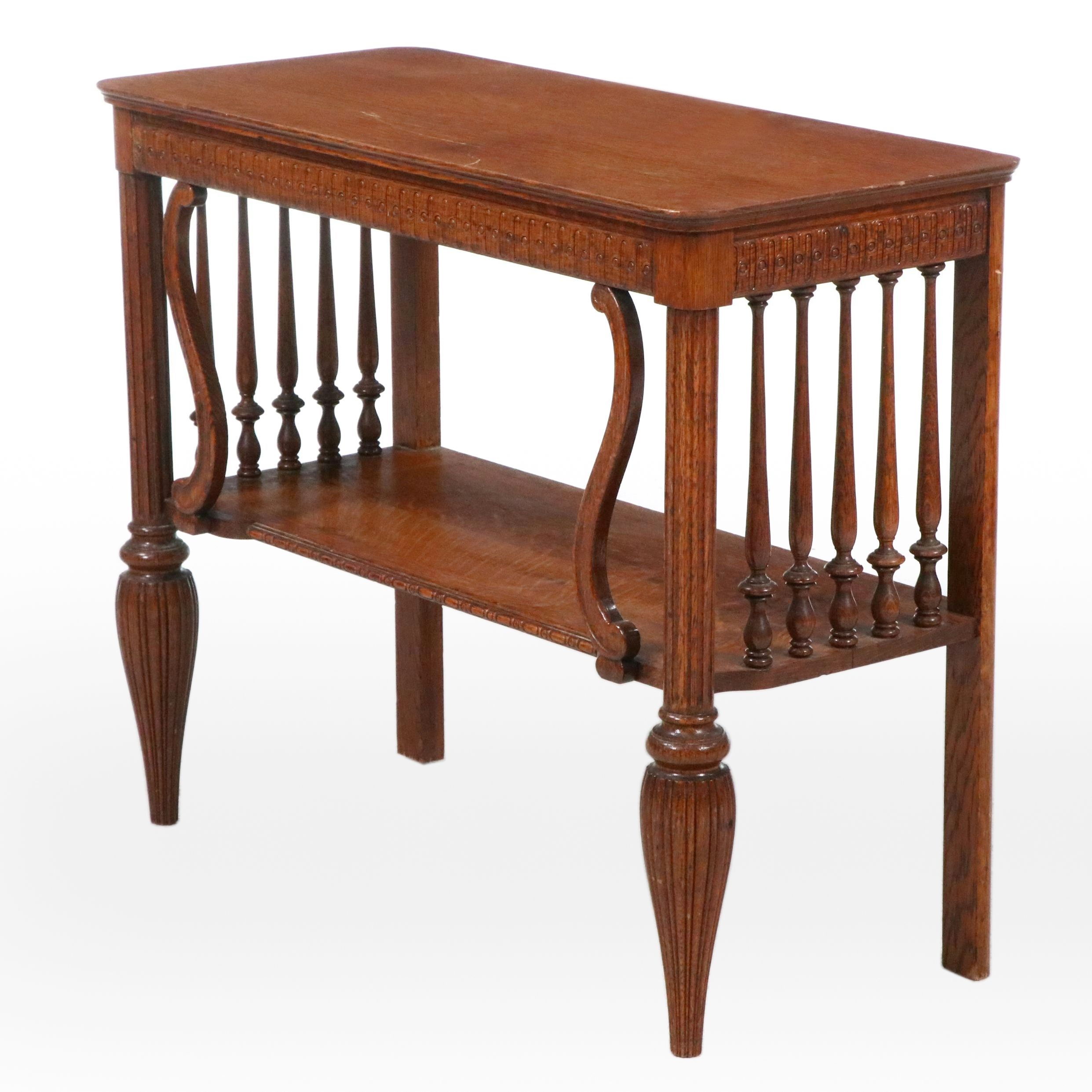 Late Victorian Style Oak Two-Tier Console Table,  Early 20th Century