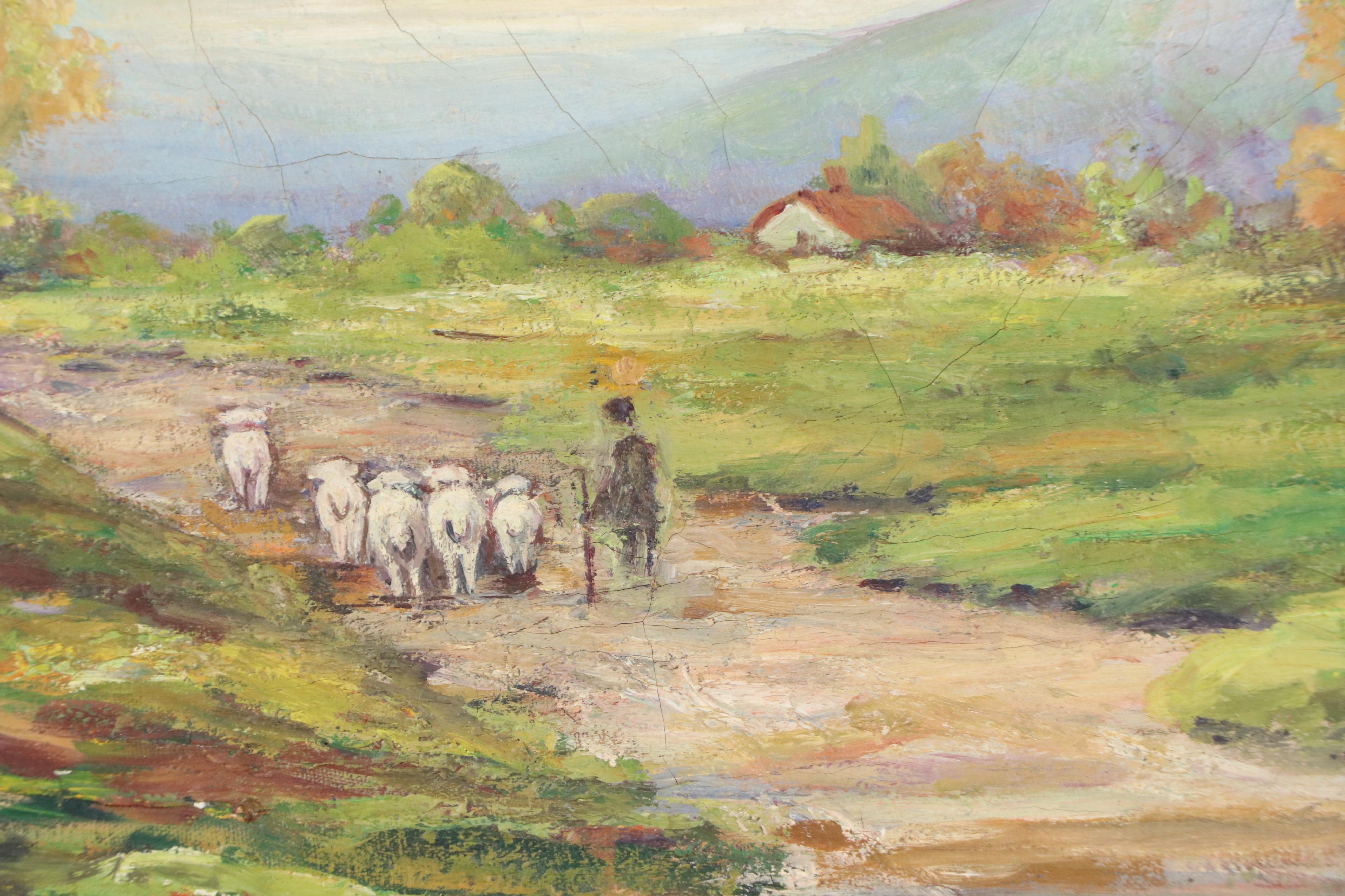 Sister Matilda Buccolic Landscape Oil Painting, 20th Century