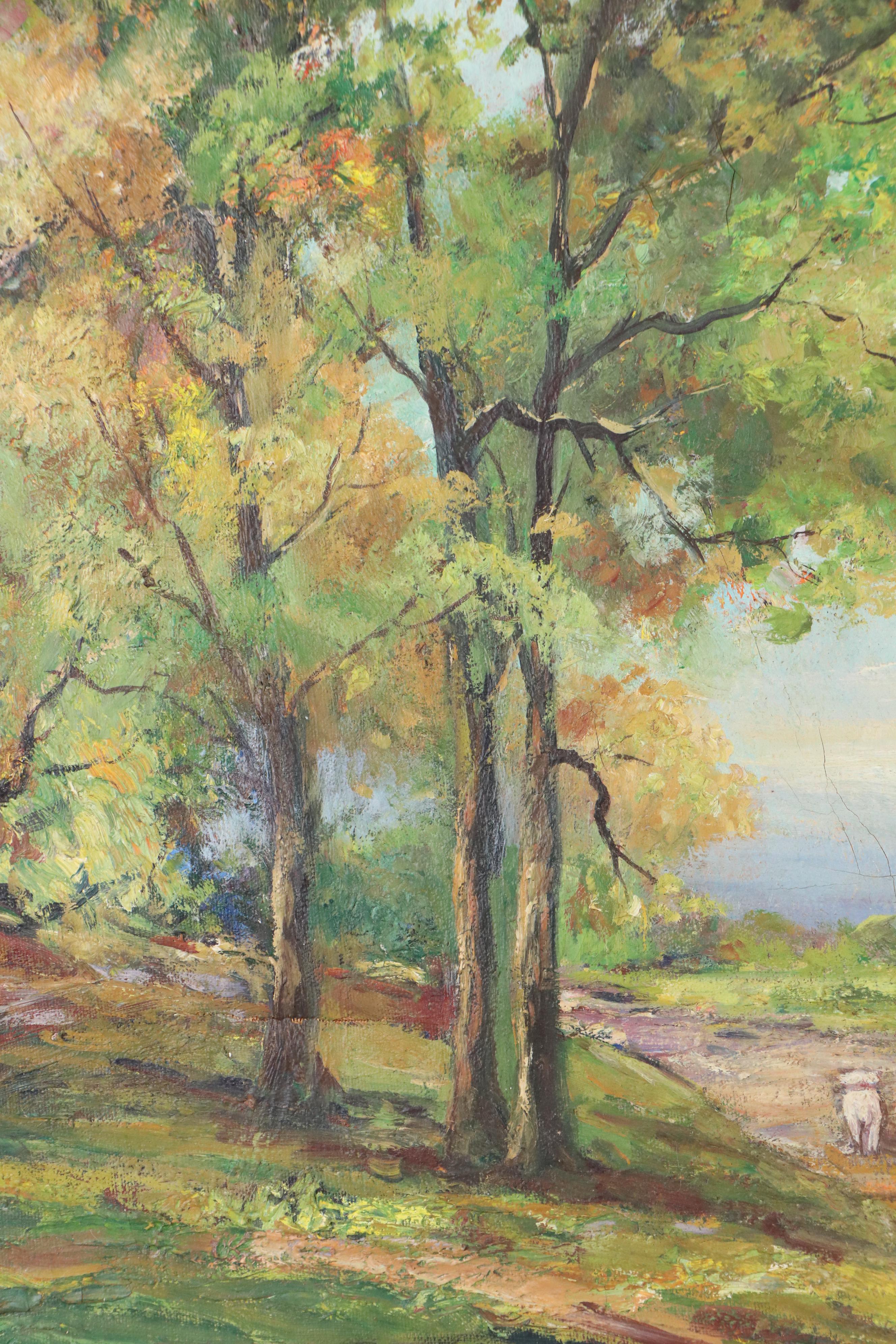 Sister Matilda Buccolic Landscape Oil Painting, 20th Century