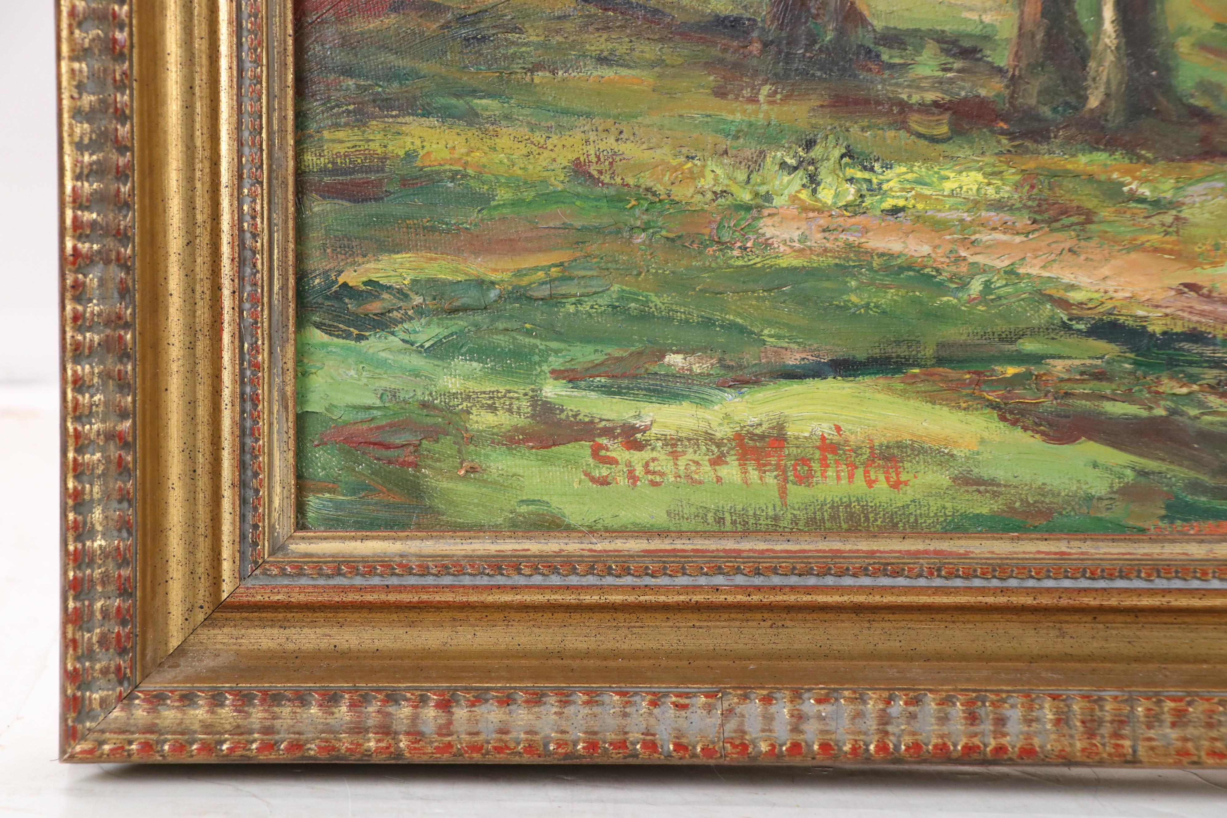 Sister Matilda Buccolic Landscape Oil Painting, 20th Century