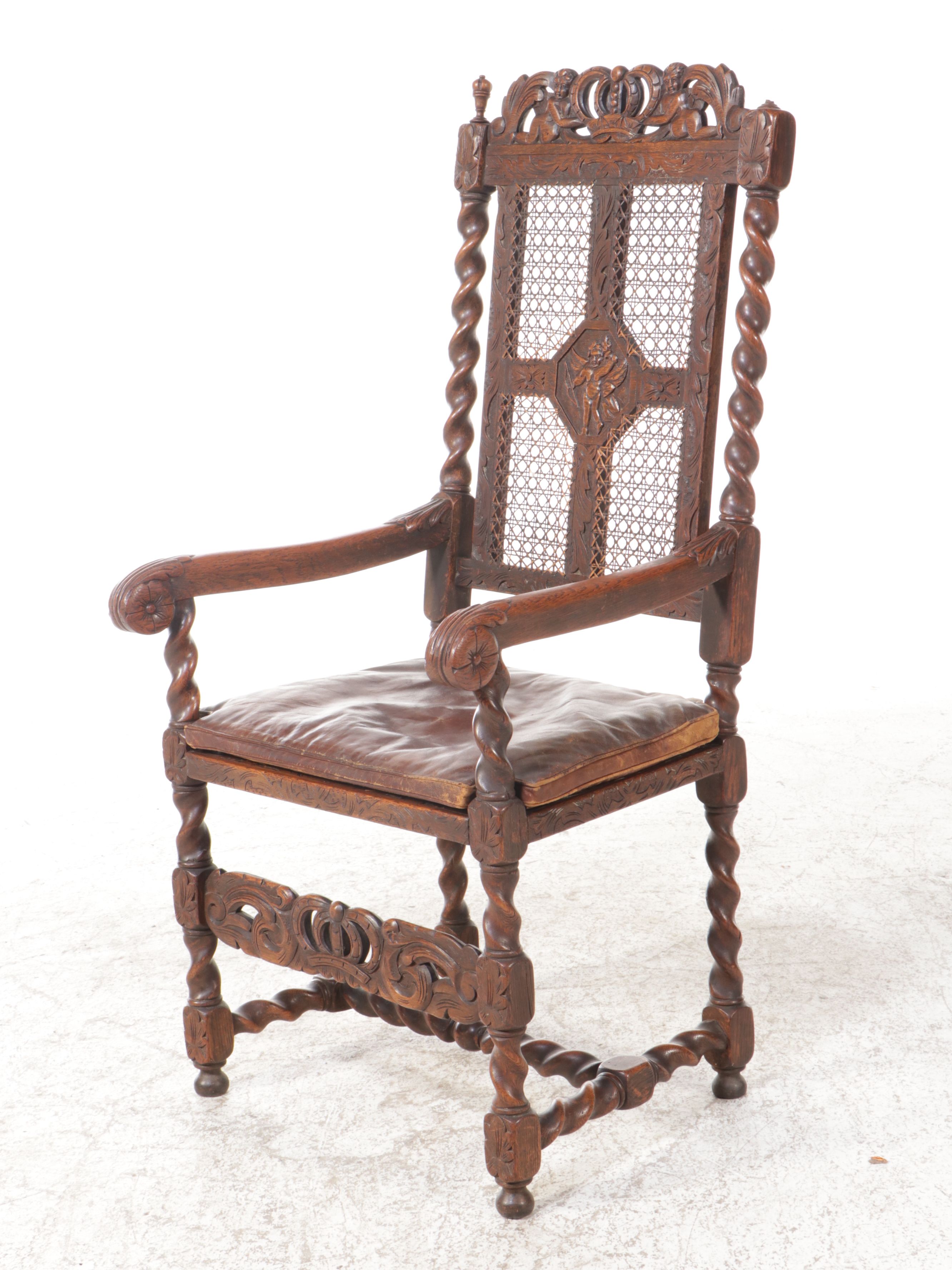 Jacobean Style Carved Oak Armchair