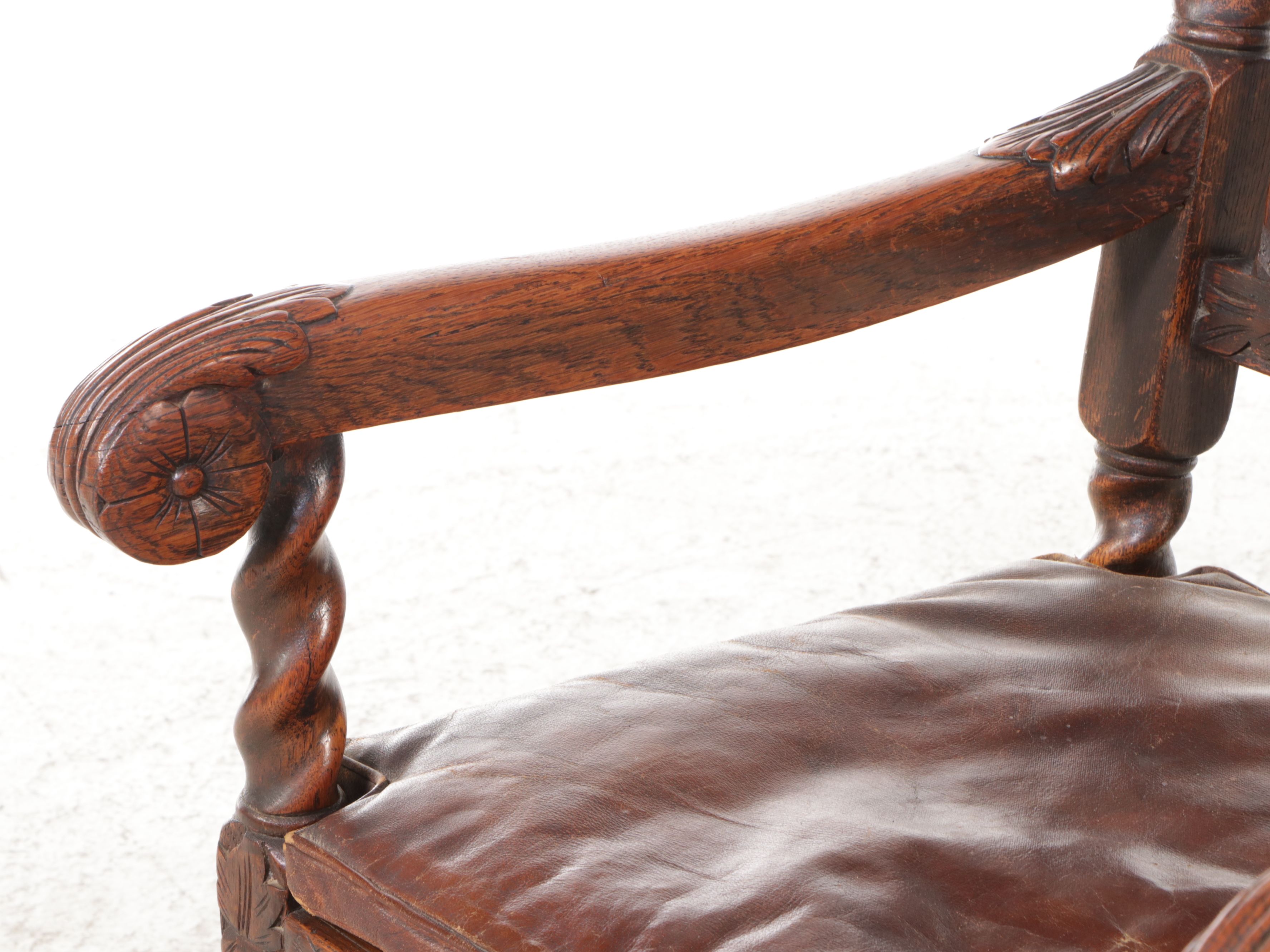 Jacobean Style Carved Oak Armchair