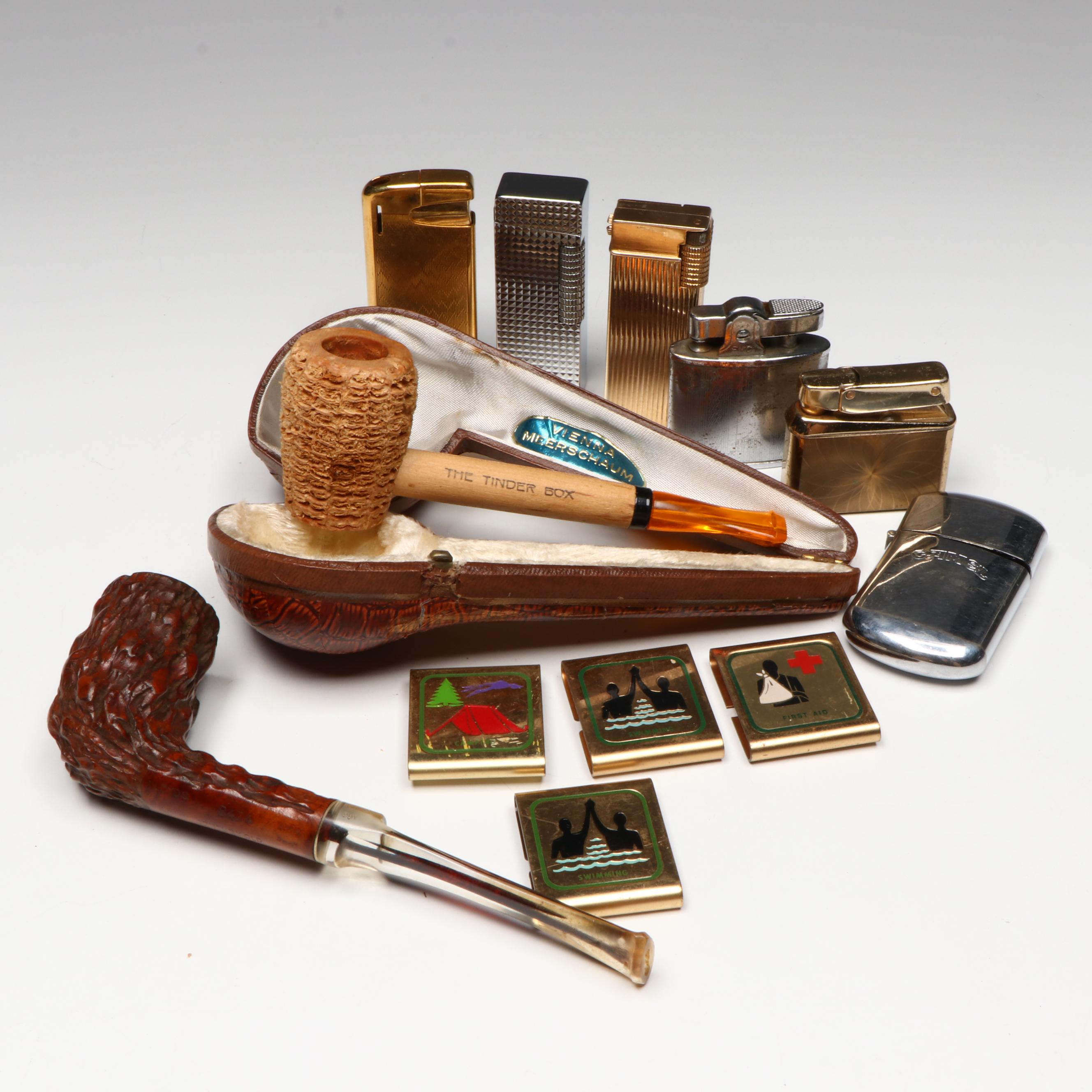 Vintage Lighters and Pipes with Boy Scouts Metal Belt Loops
