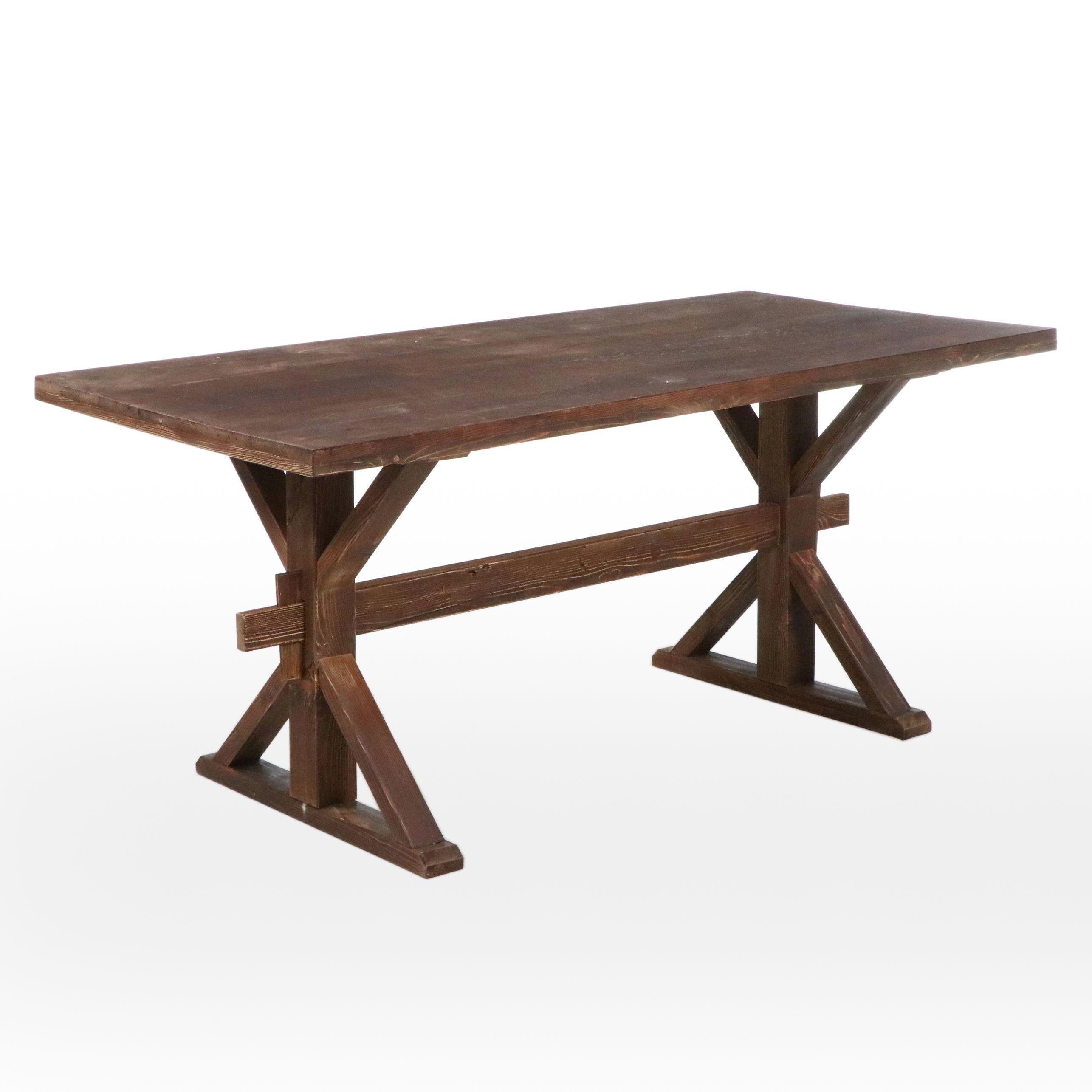 Rustic Wooden Trestle Dining Table