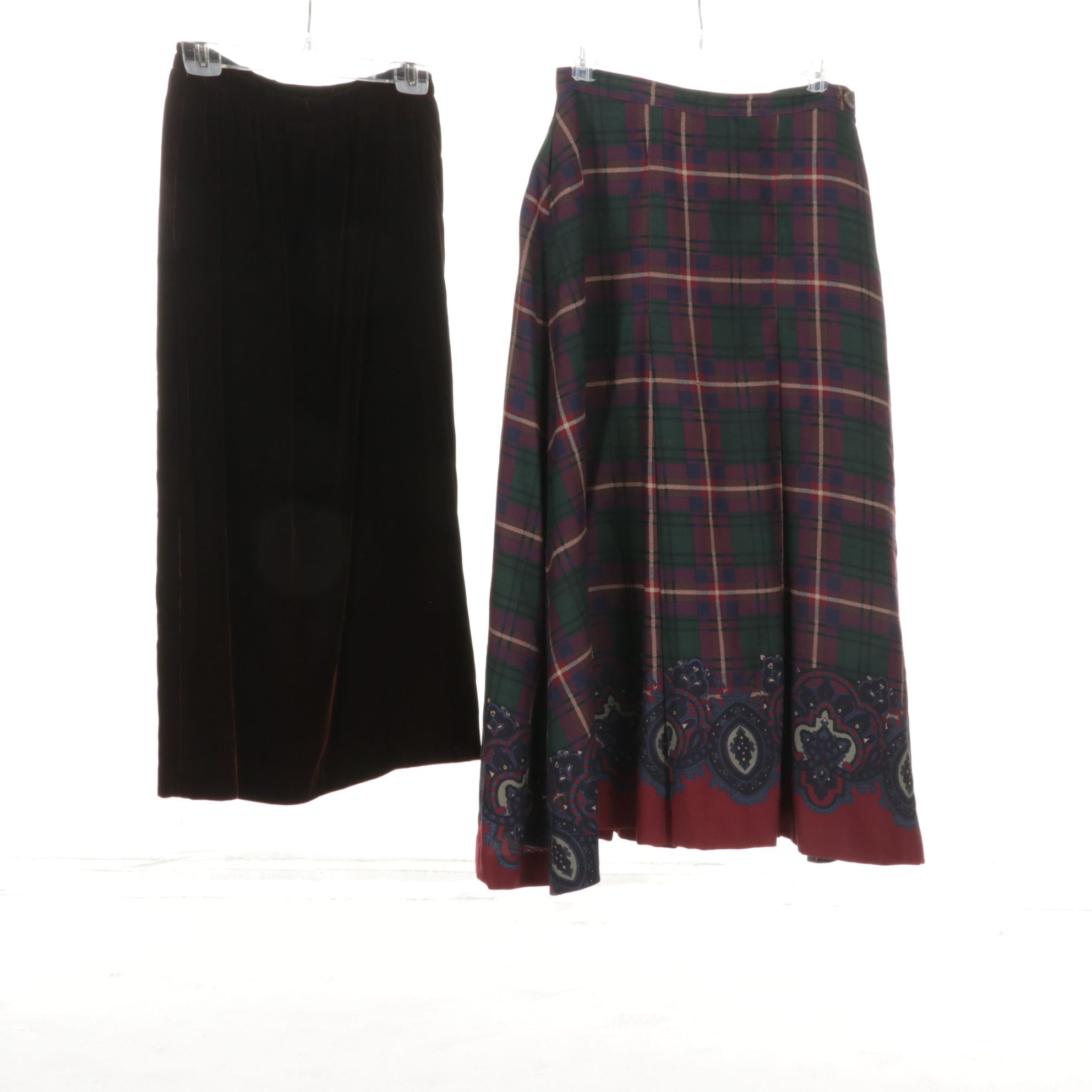 Persian Curly Lamb Trimmed Wool Skirt Suit with Plaid Wool Skirt and More