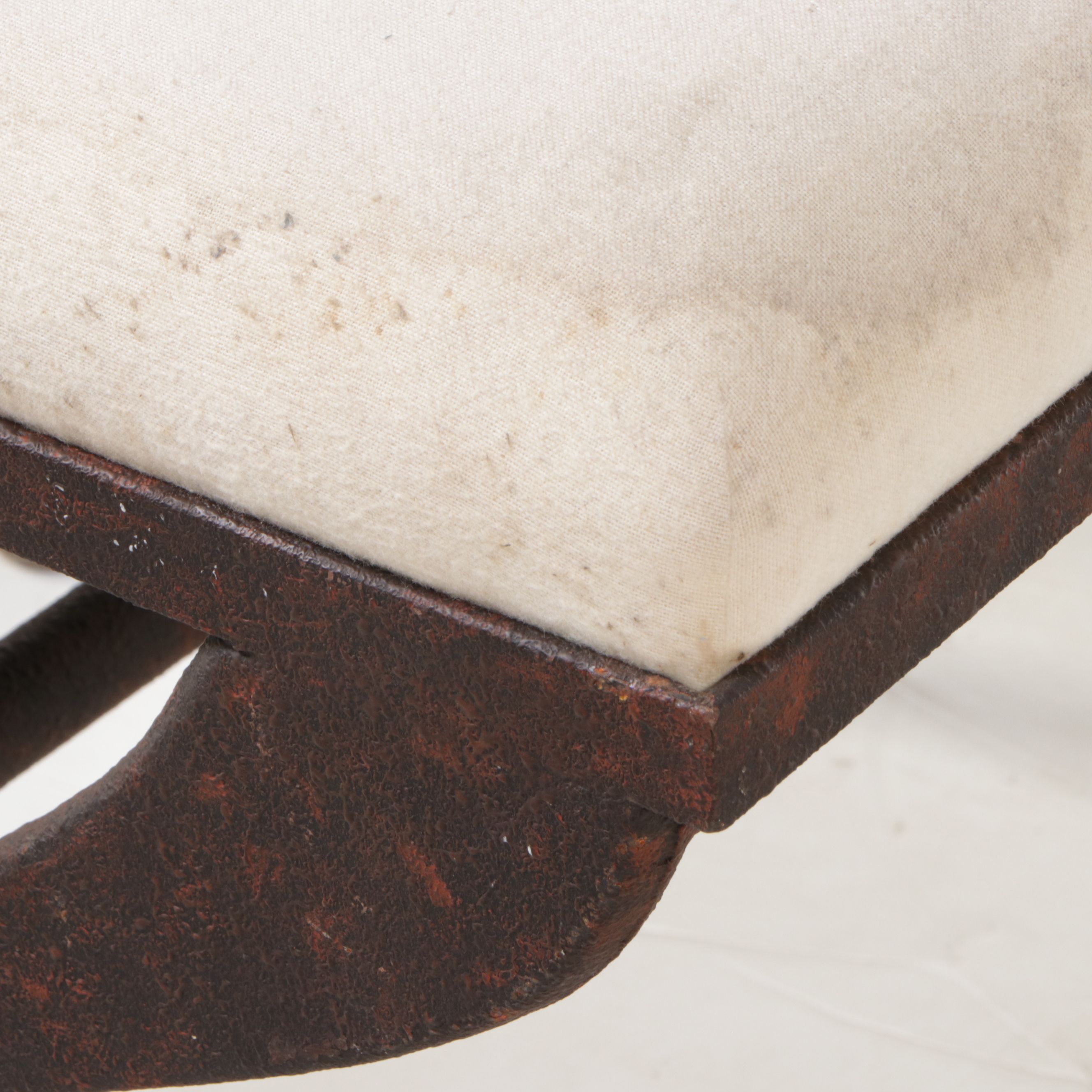 Directoire Style Metal Stool with Upholstered Seat