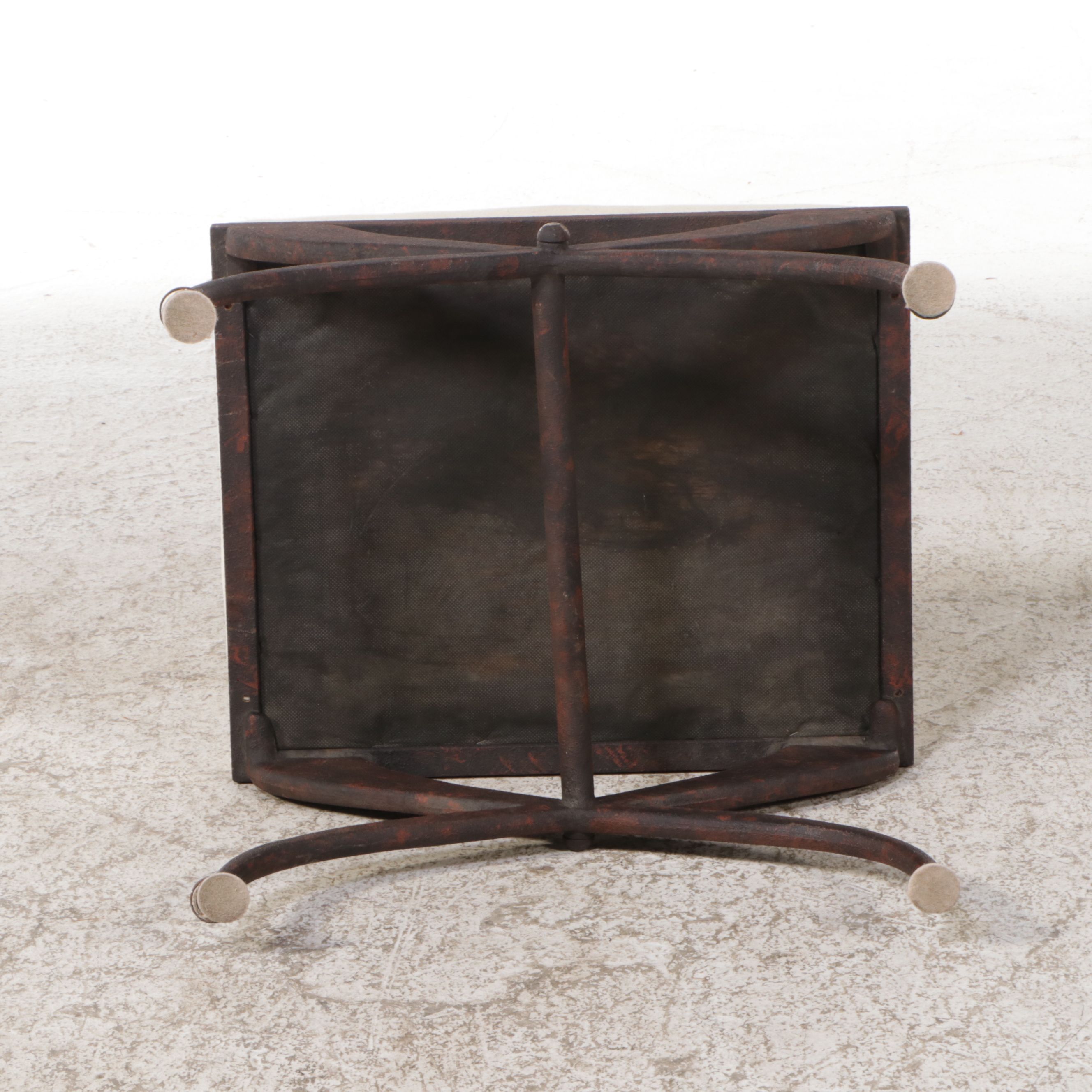 Directoire Style Metal Stool with Upholstered Seat