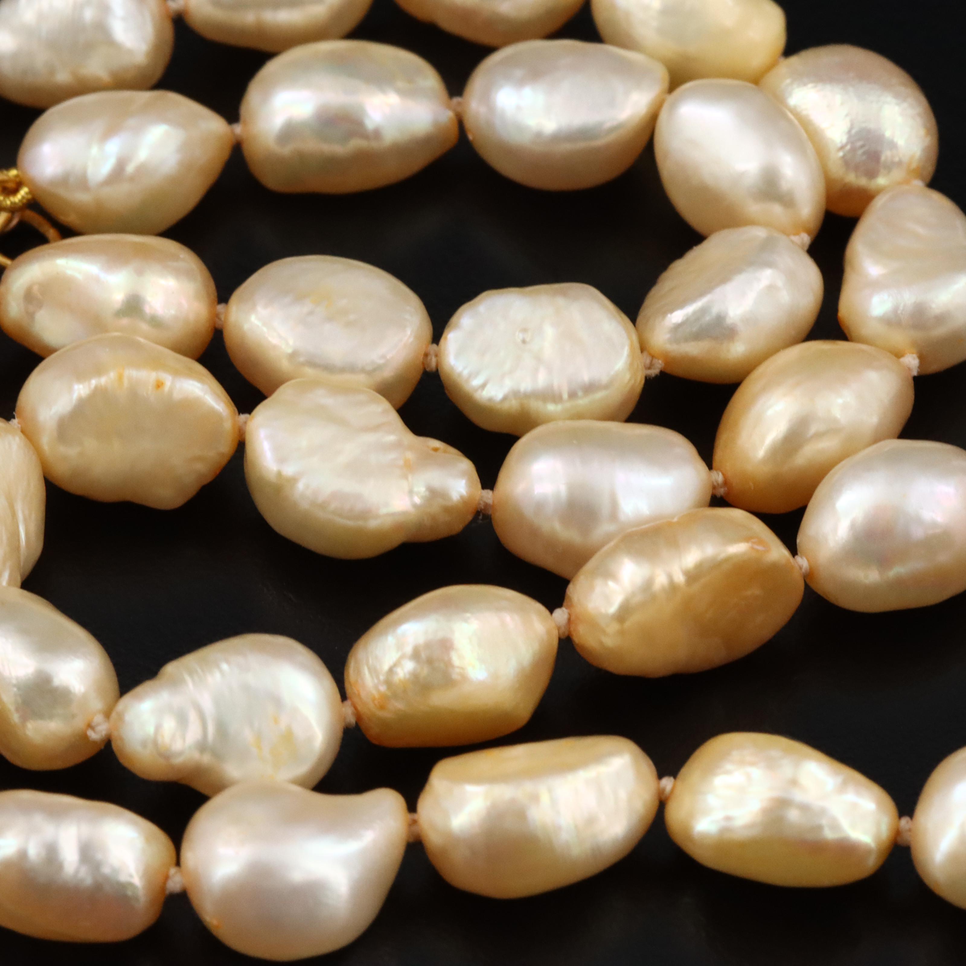 8.50 - 11.25 MM Baroque Pearl Necklace with 14K Clasp