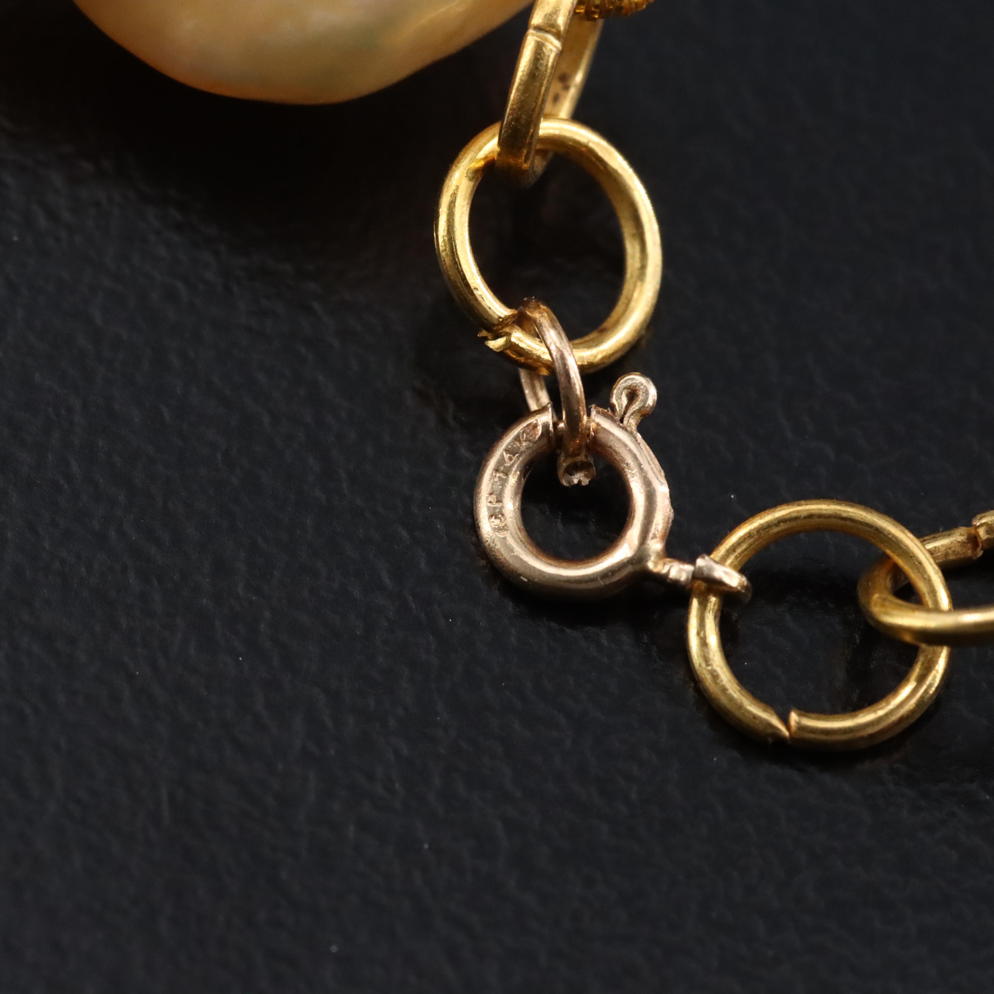 8.50 - 11.25 MM Baroque Pearl Necklace with 14K Clasp