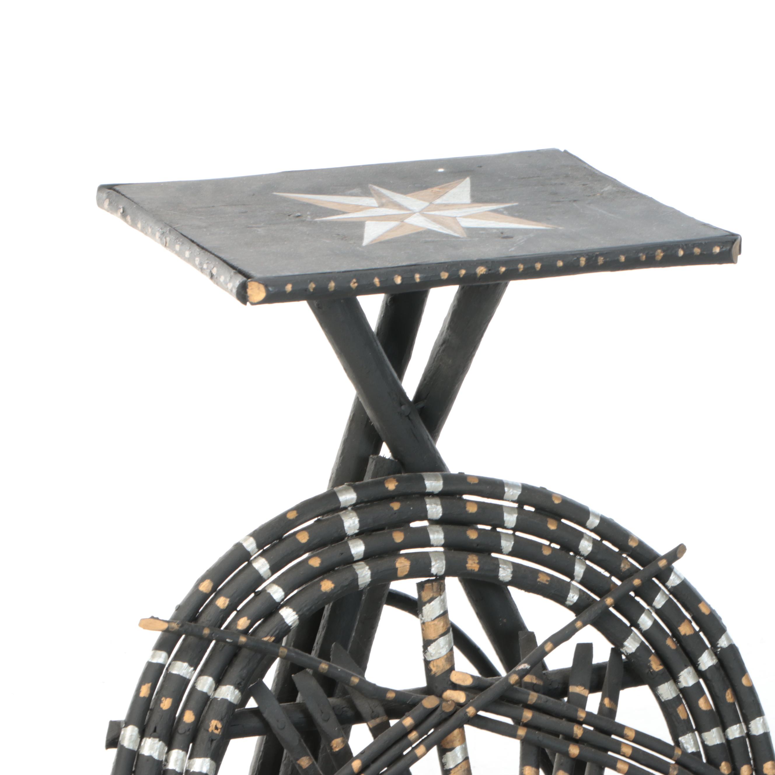 Rustic Parcel-Painted Willow Accent Table