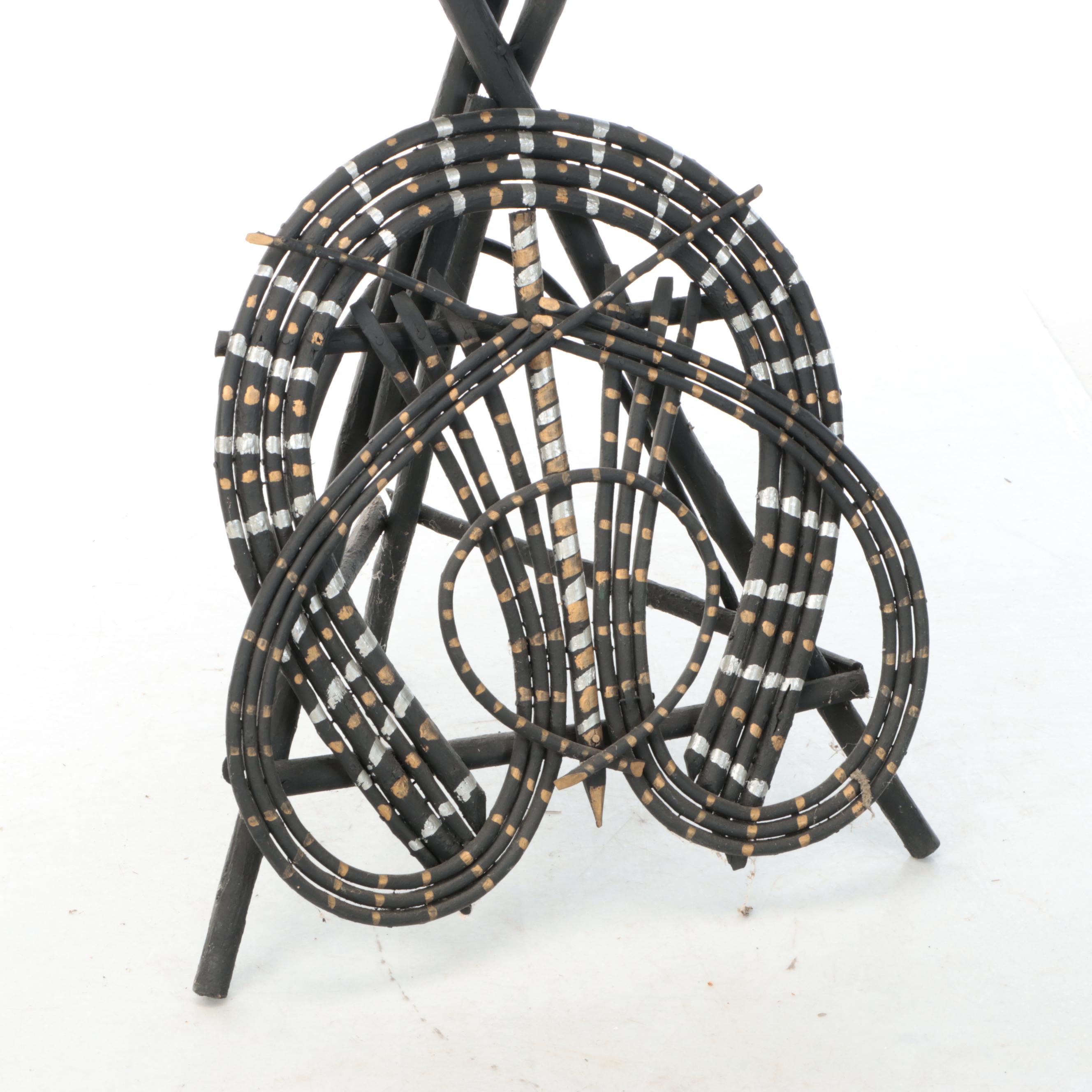 Rustic Parcel-Painted Willow Accent Table