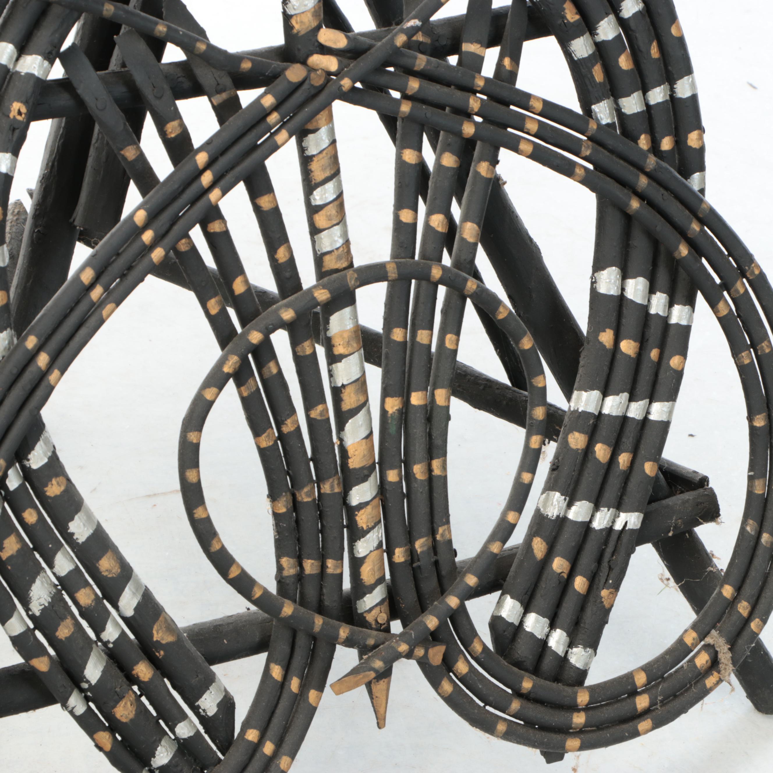 Rustic Parcel-Painted Willow Accent Table