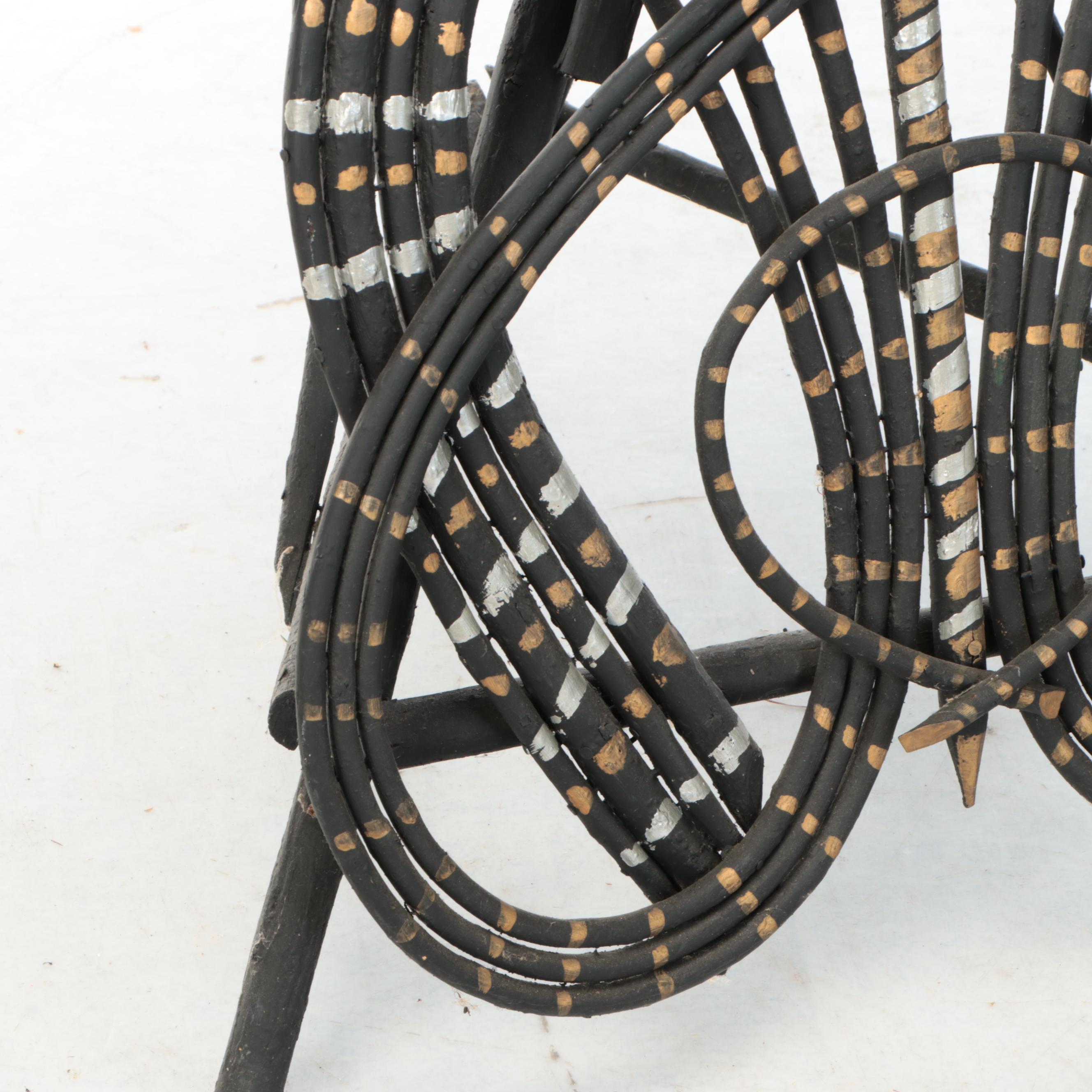 Rustic Parcel-Painted Willow Accent Table