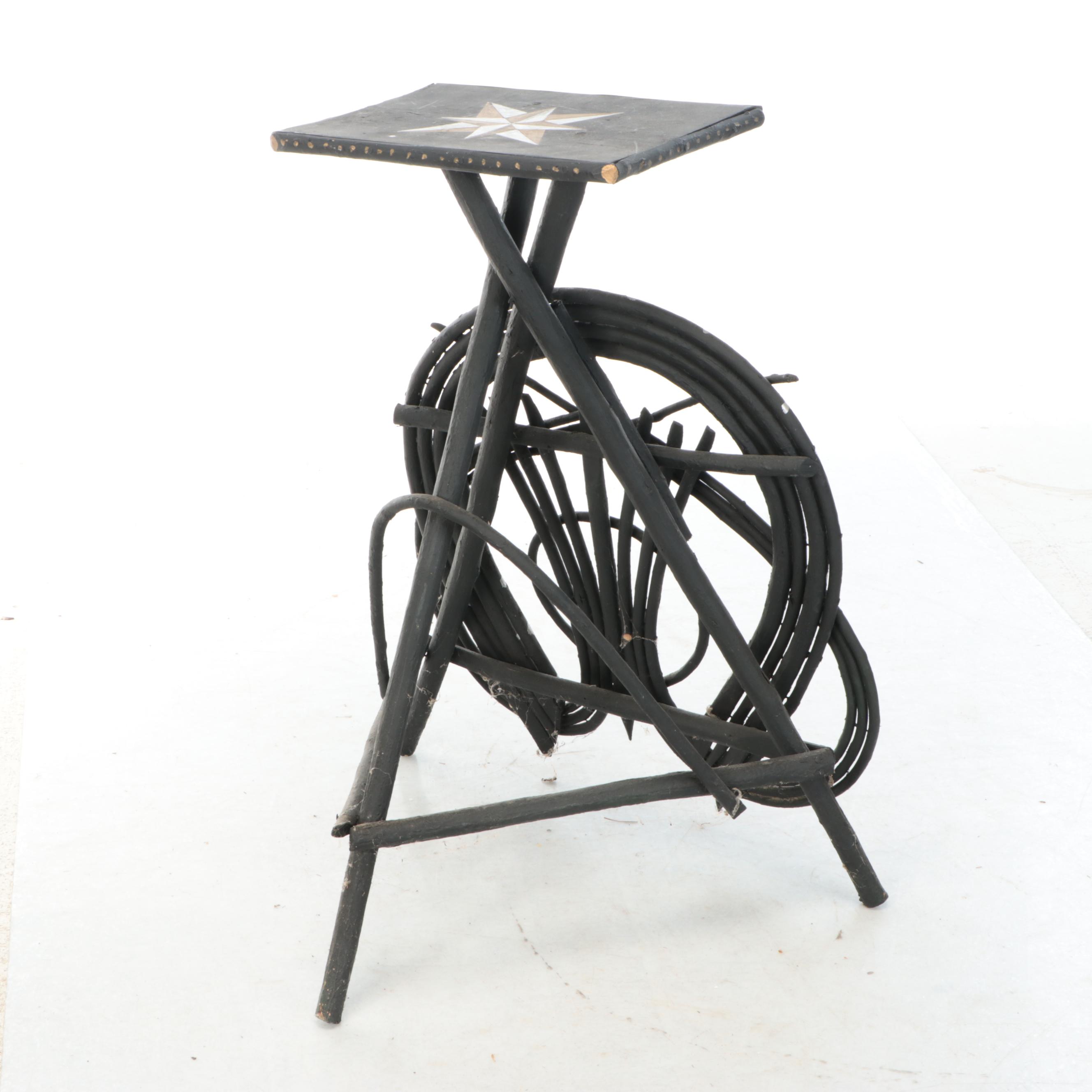 Rustic Parcel-Painted Willow Accent Table