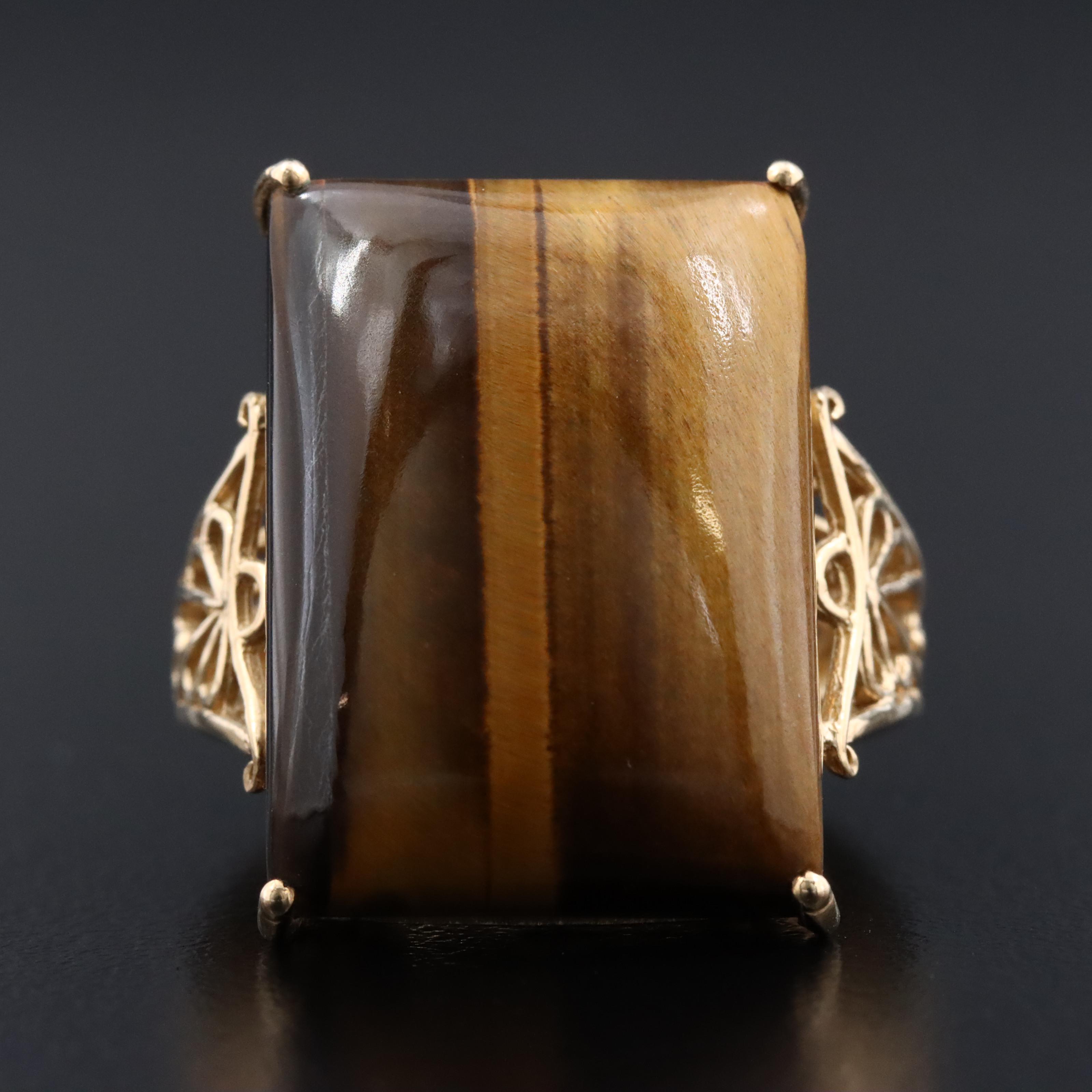 10K Tiger's Eye Ring
