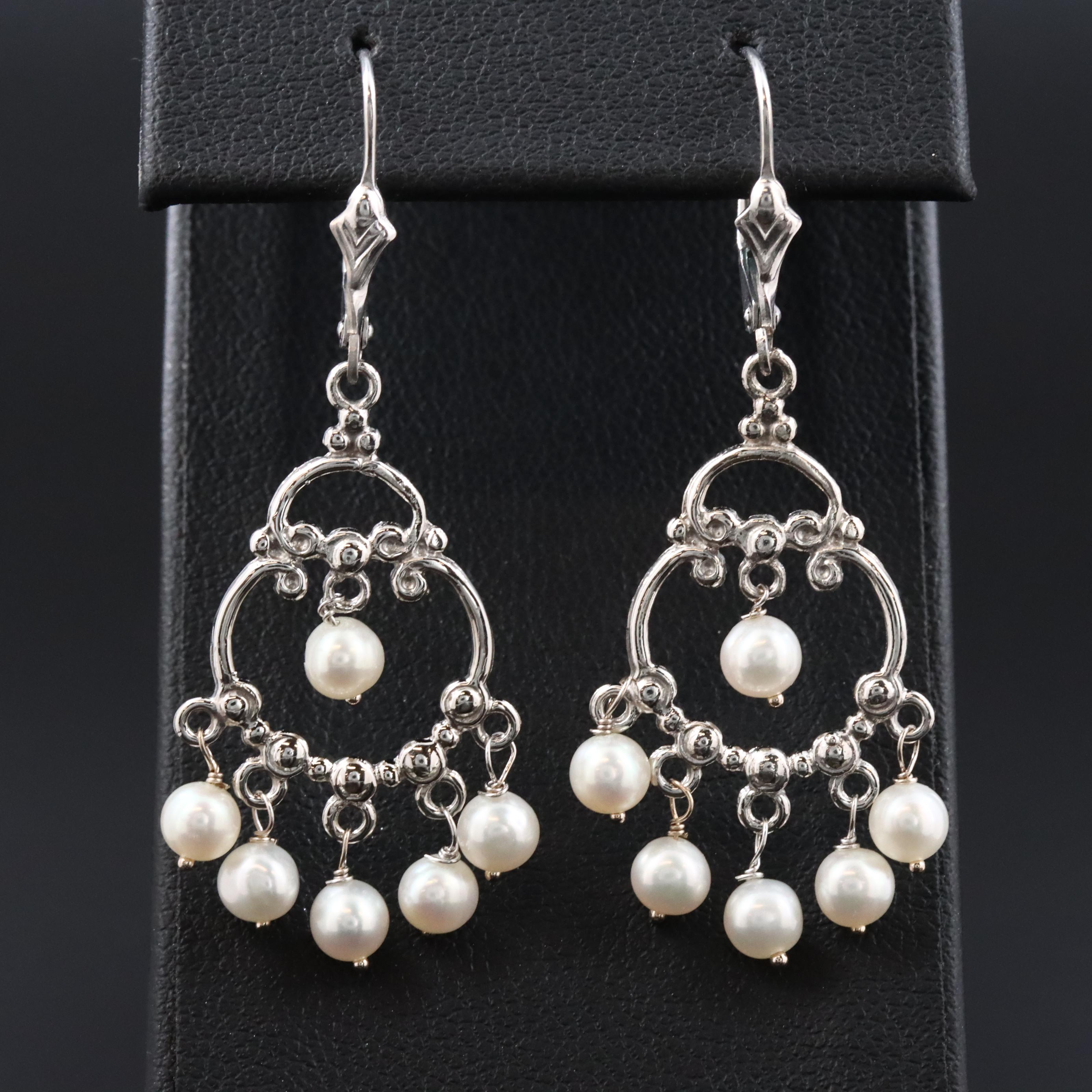 14K Pearl Chandelier Earrings