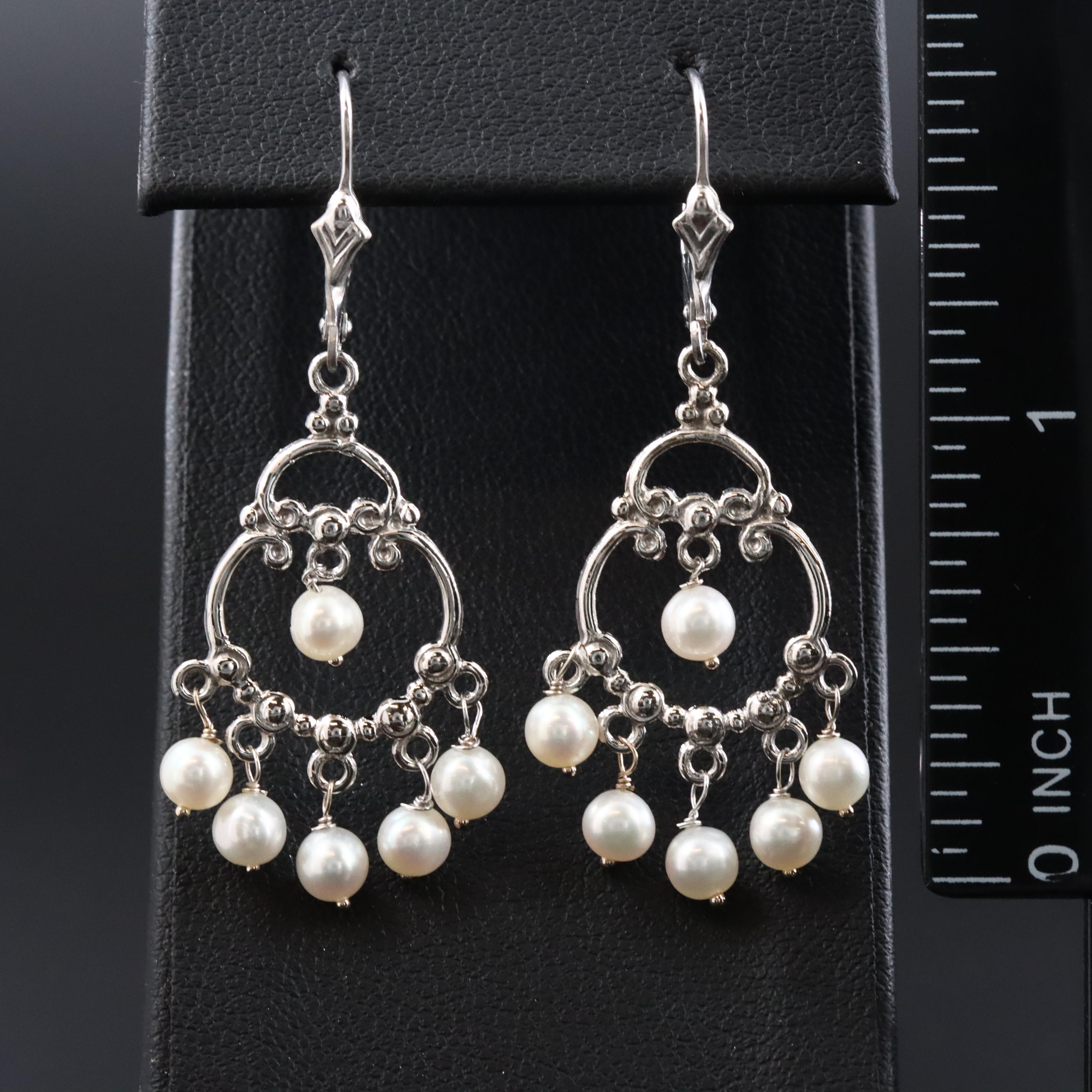 14K Pearl Chandelier Earrings