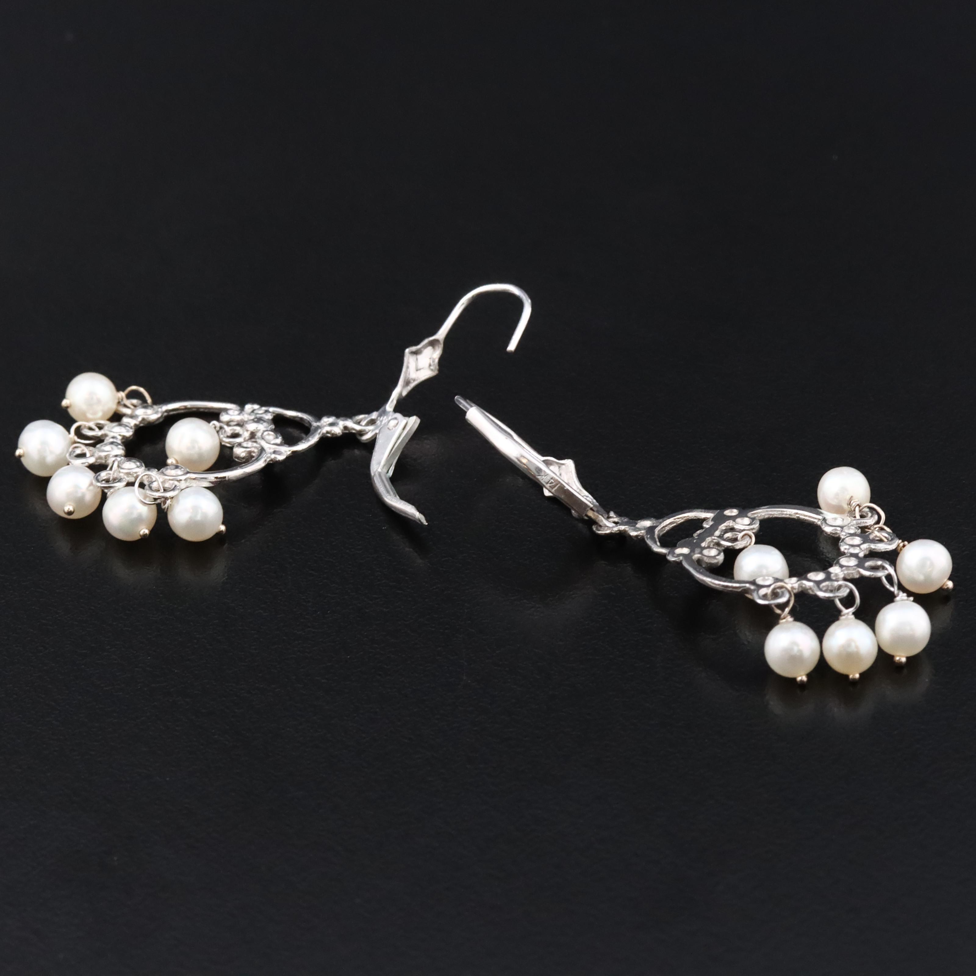 14K Pearl Chandelier Earrings