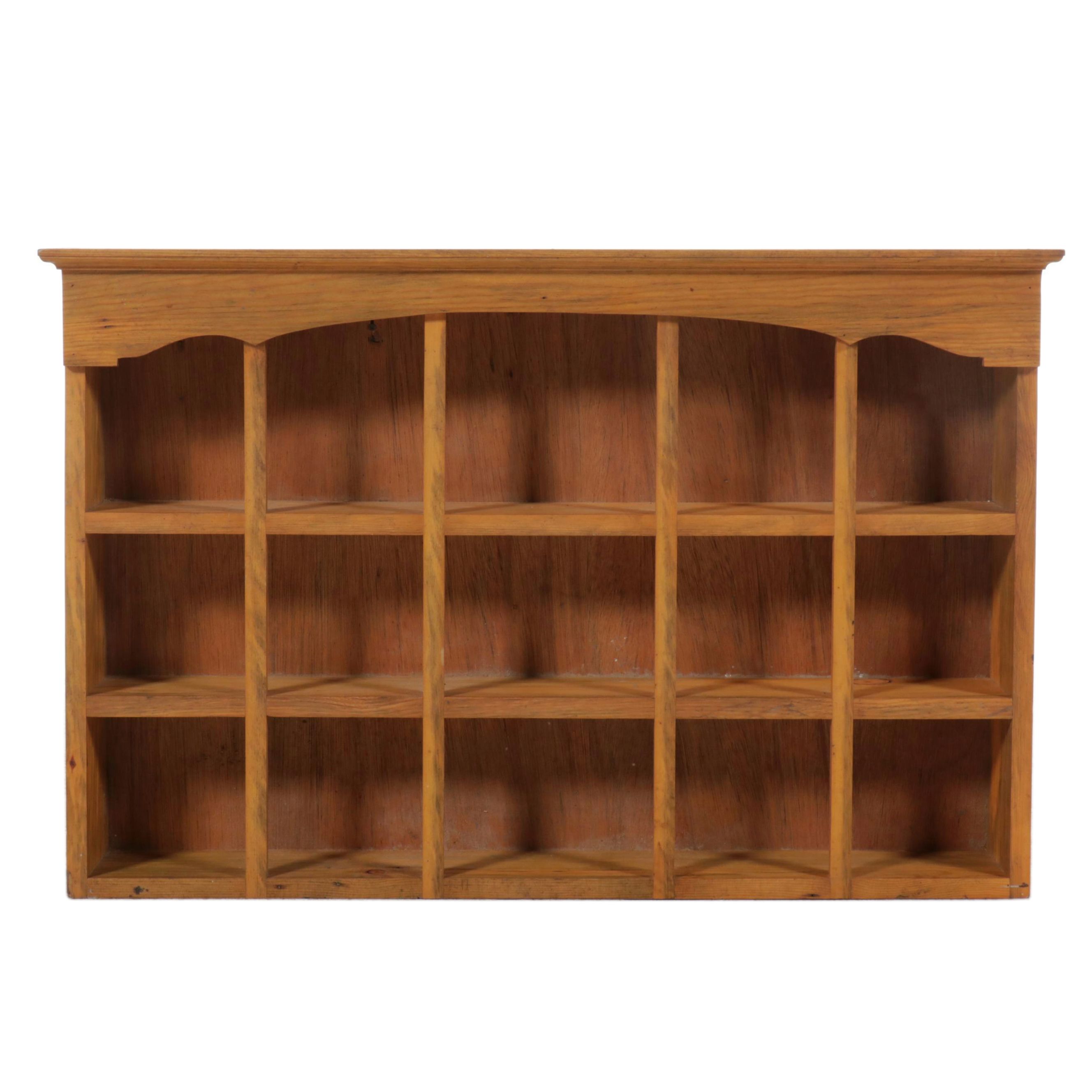 Colonial Style Oak Wall Hanging Pewter Cabinet