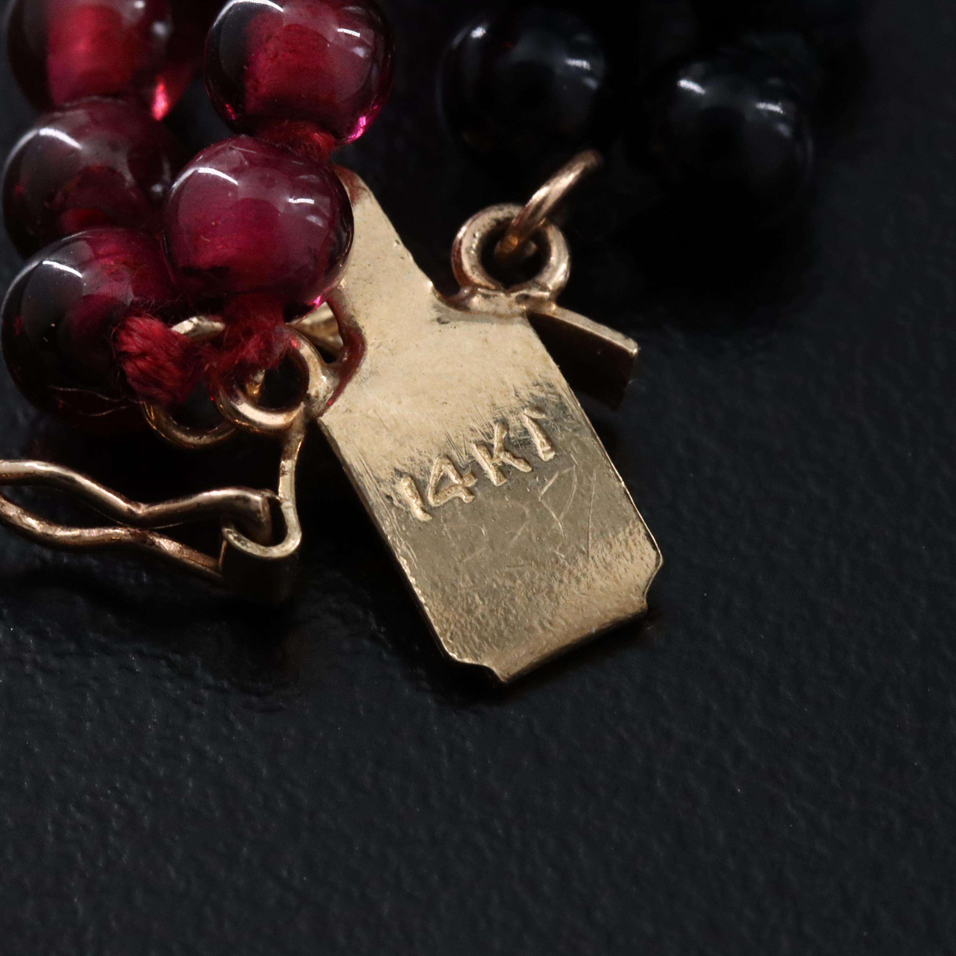 14K Garnet and Obsidian Torsade Necklace