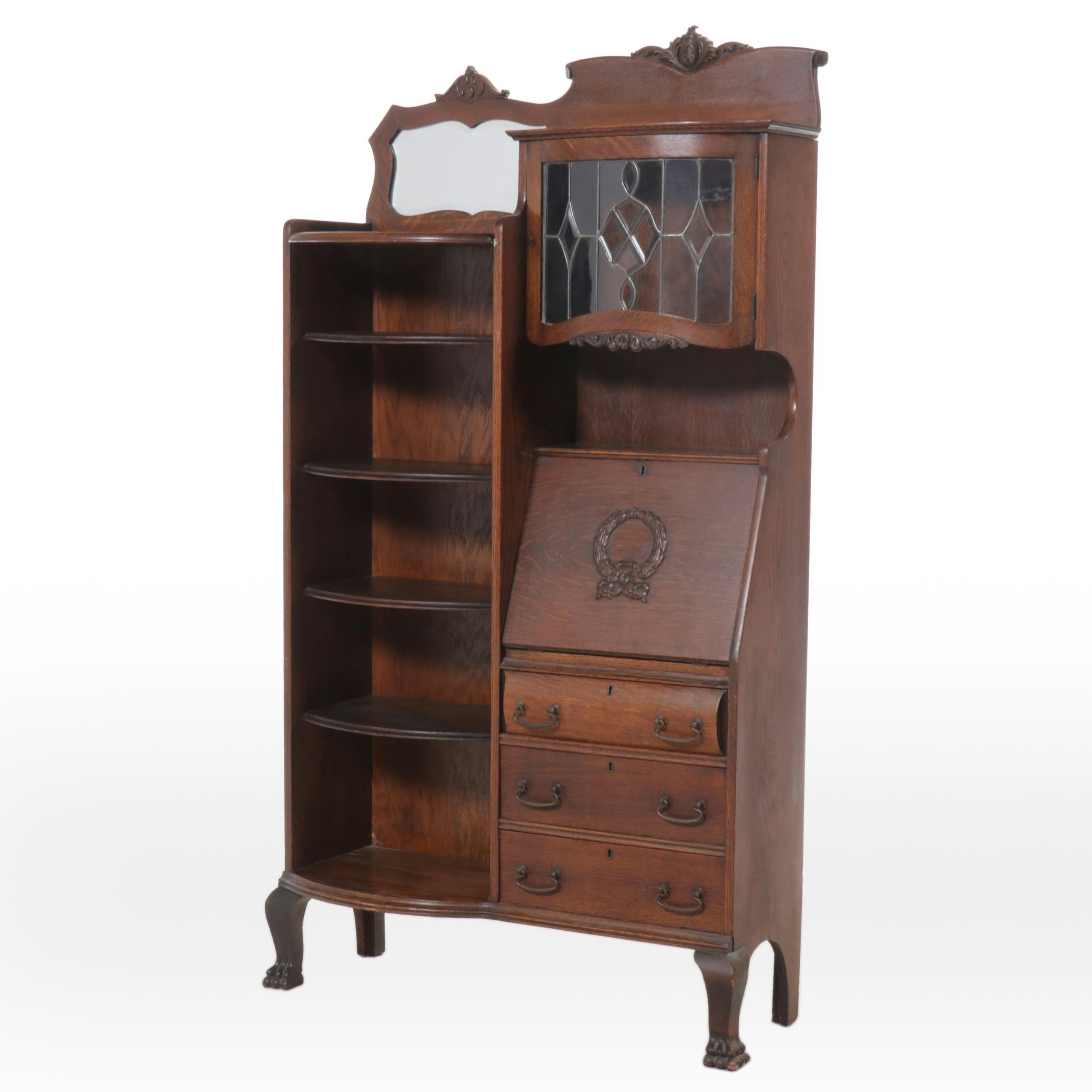 Victorian Oak Side-by-Side Oak Secretary Desk