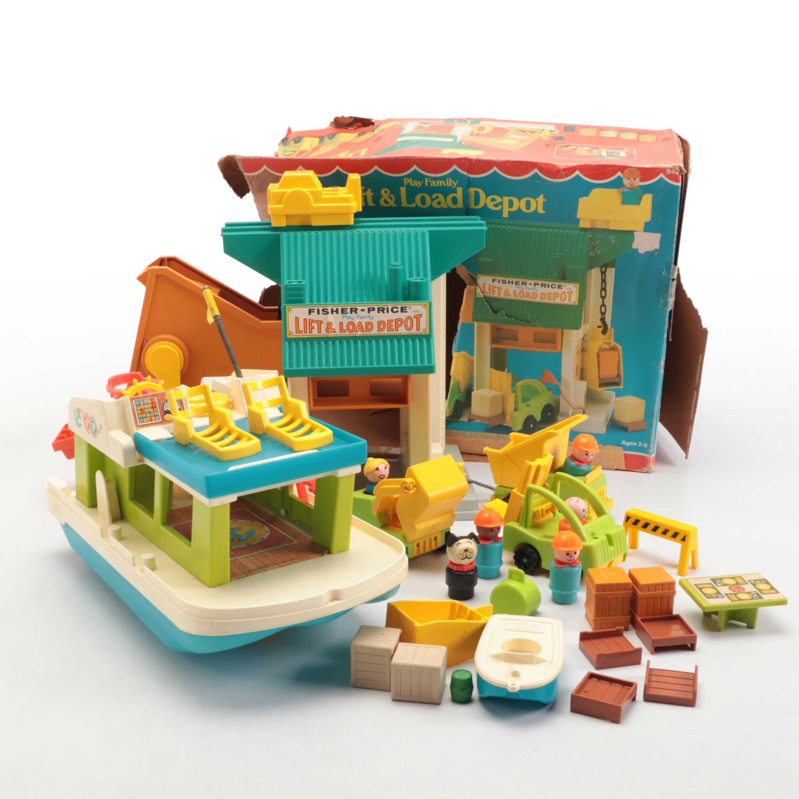 Vintage Fisher-Price Houseboat and Lift & Load Depot Toys