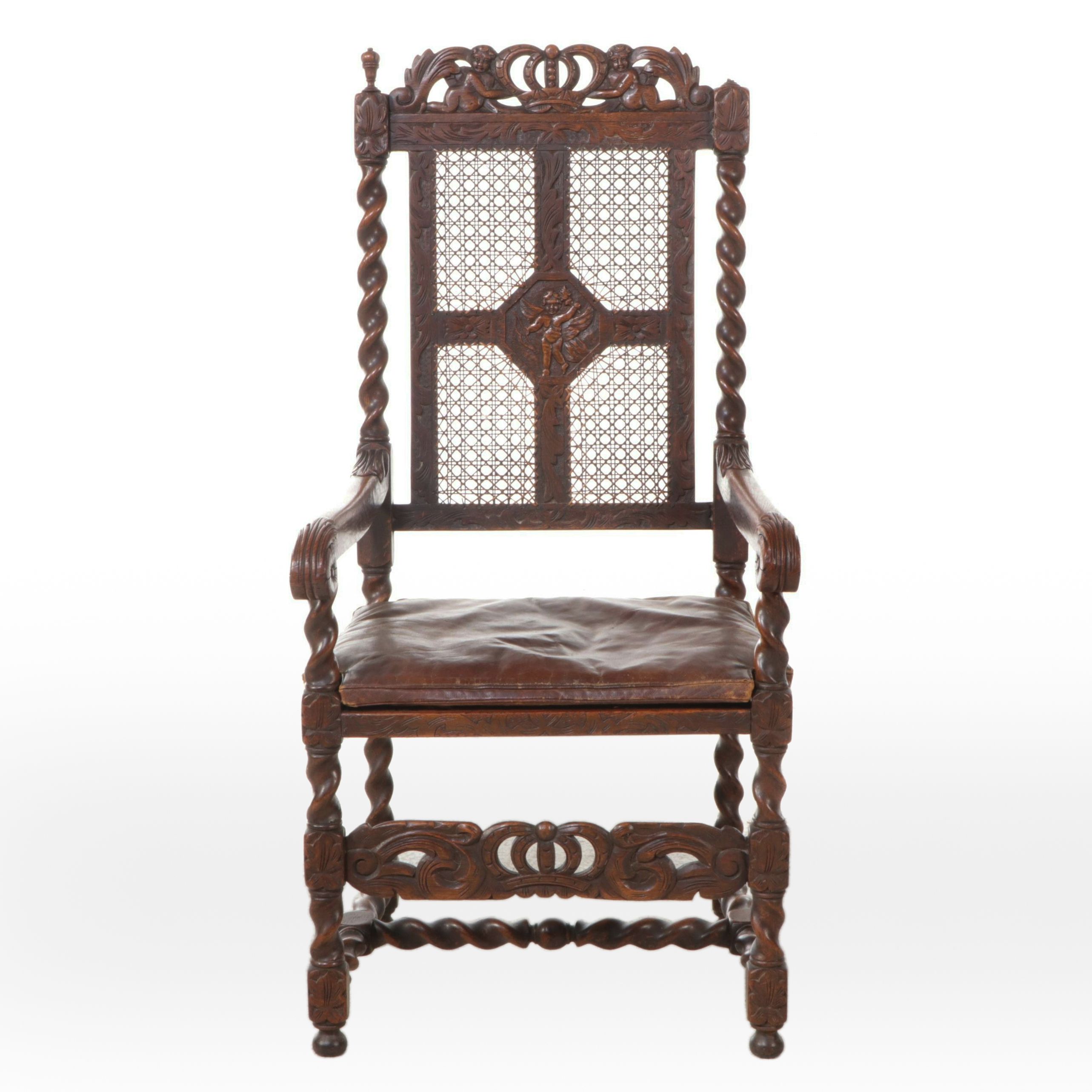 Jacobean Style Carved Oak Armchair